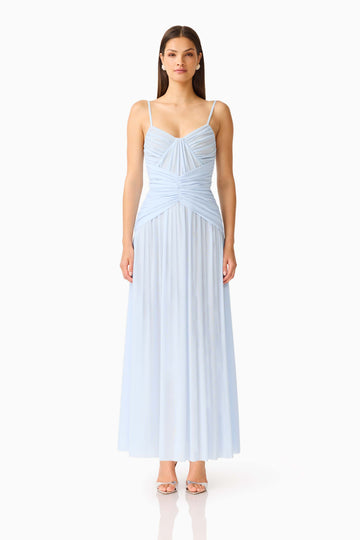 Florencea Drop Waist Maxi Dress in Powder Blue