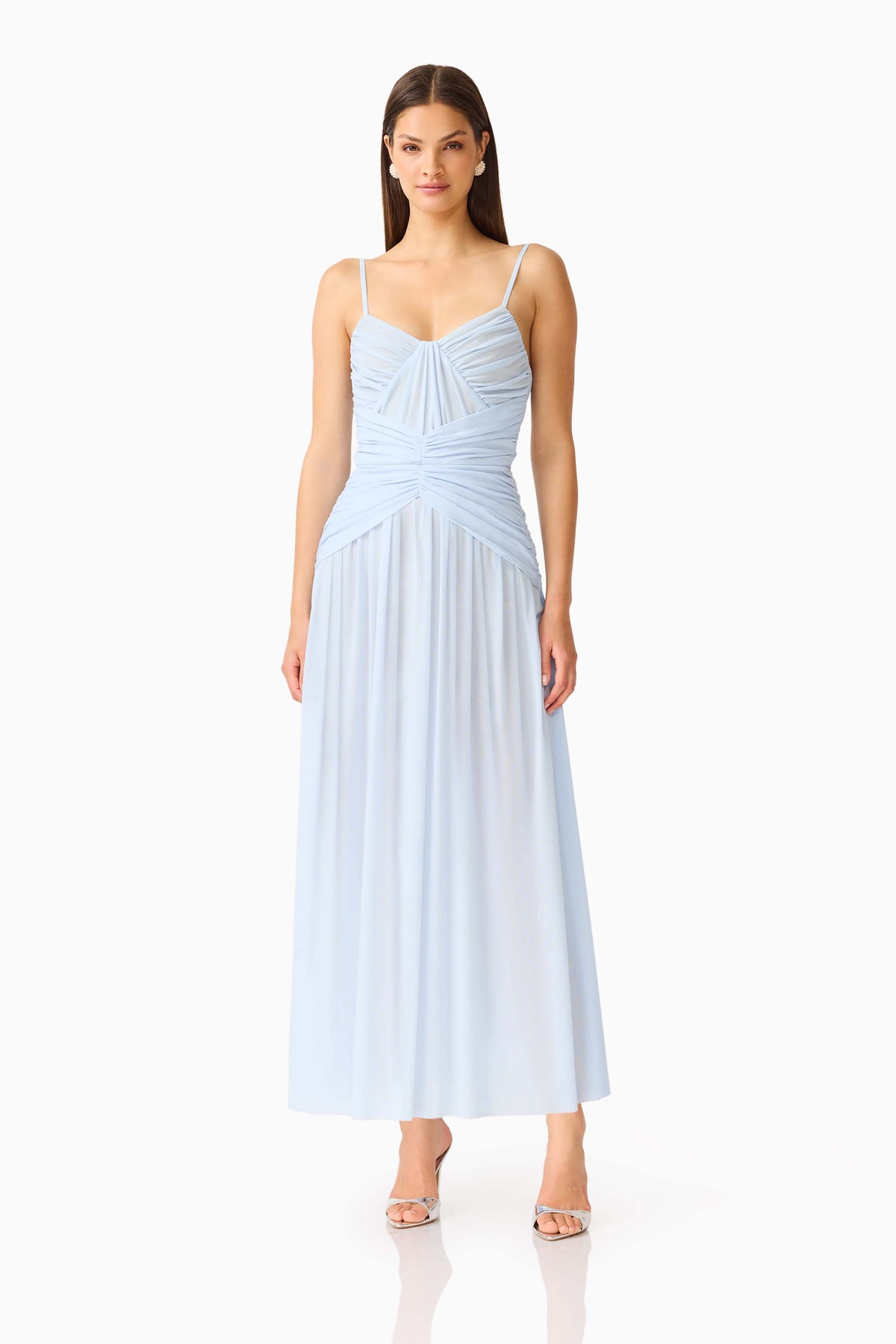 Florencea Drop Waist Maxi Dress in Powder Blue