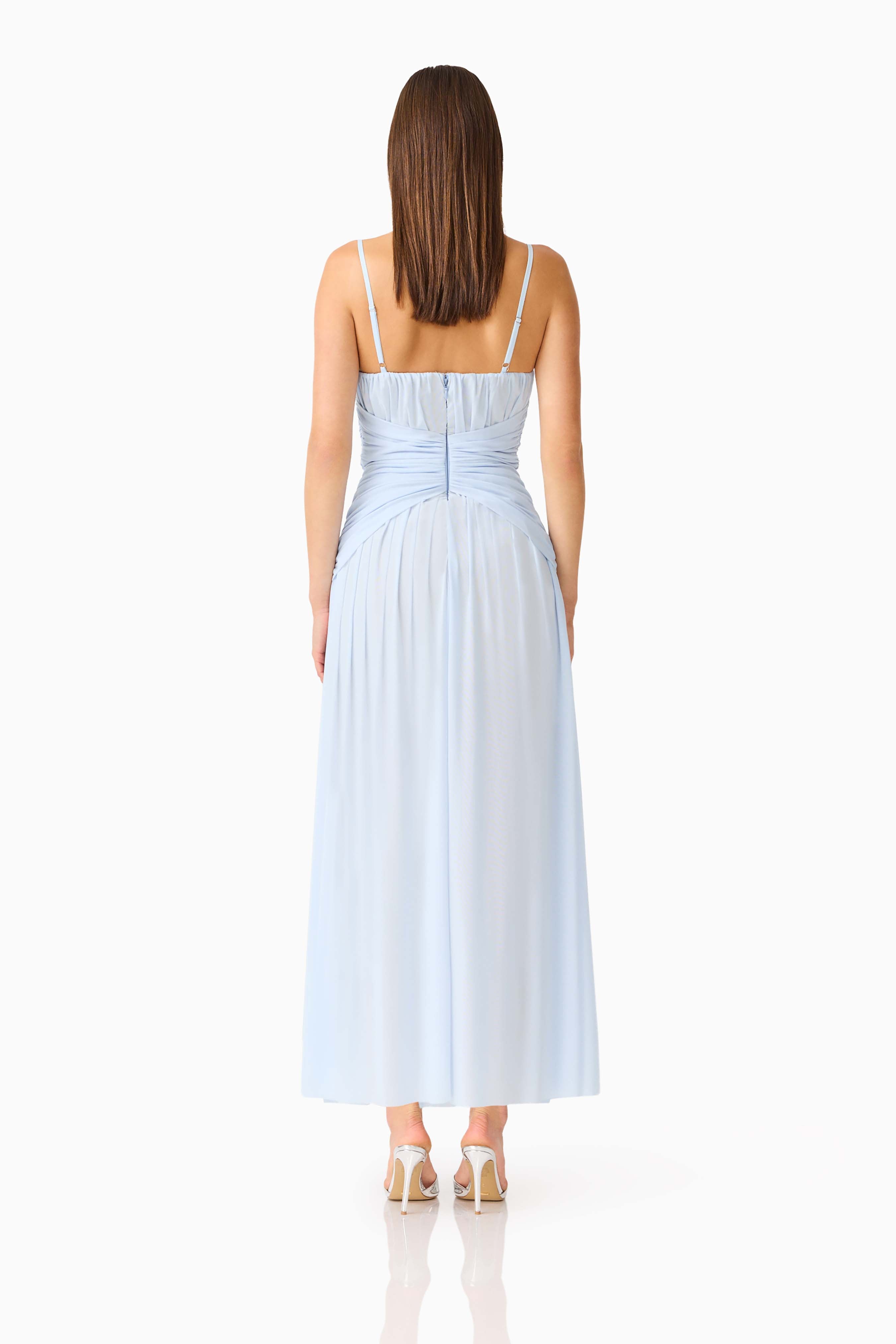 Florencea Drop Waist Maxi Dress in Powder Blue