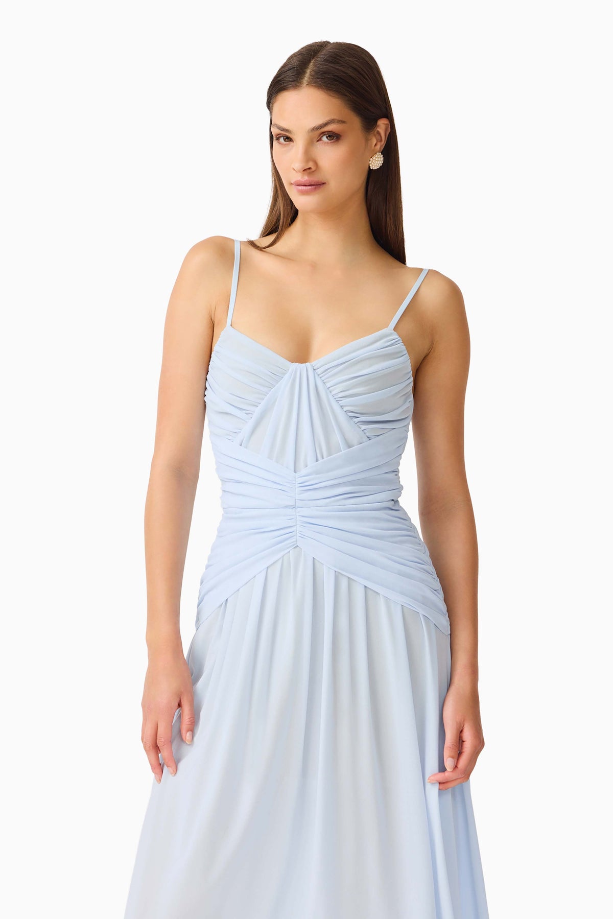 Florencea Drop Waist Maxi Dress in Powder Blue