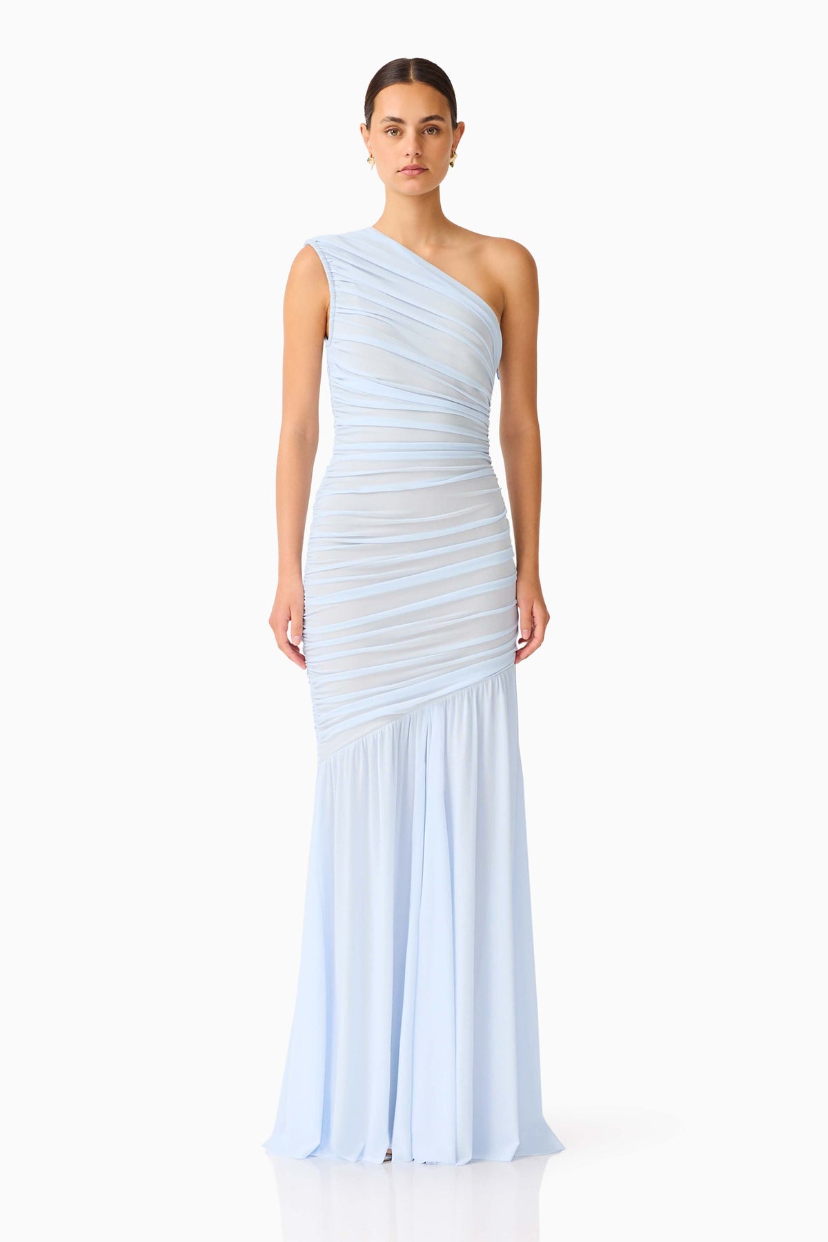 Florencea One Shoulder Gown in Powder Blue
