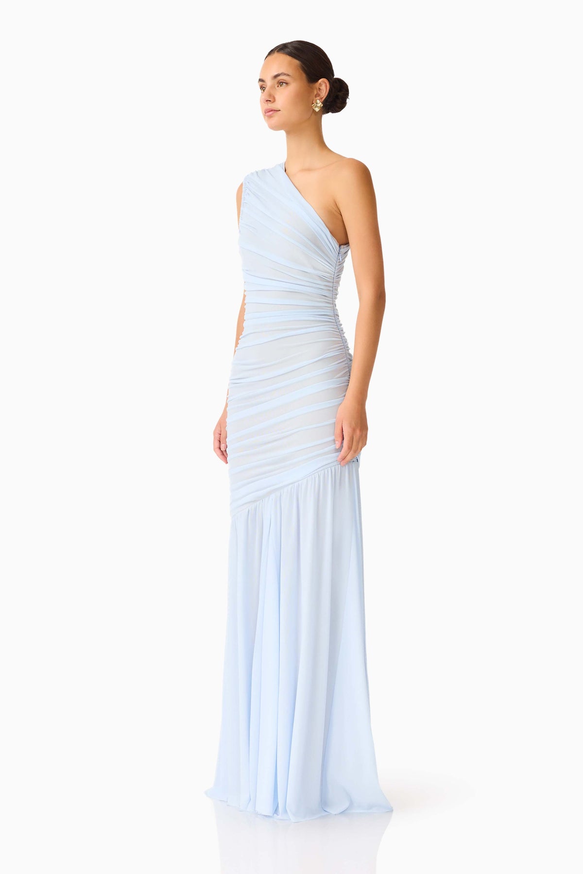 Florencea One Shoulder Gown in Powder Blue