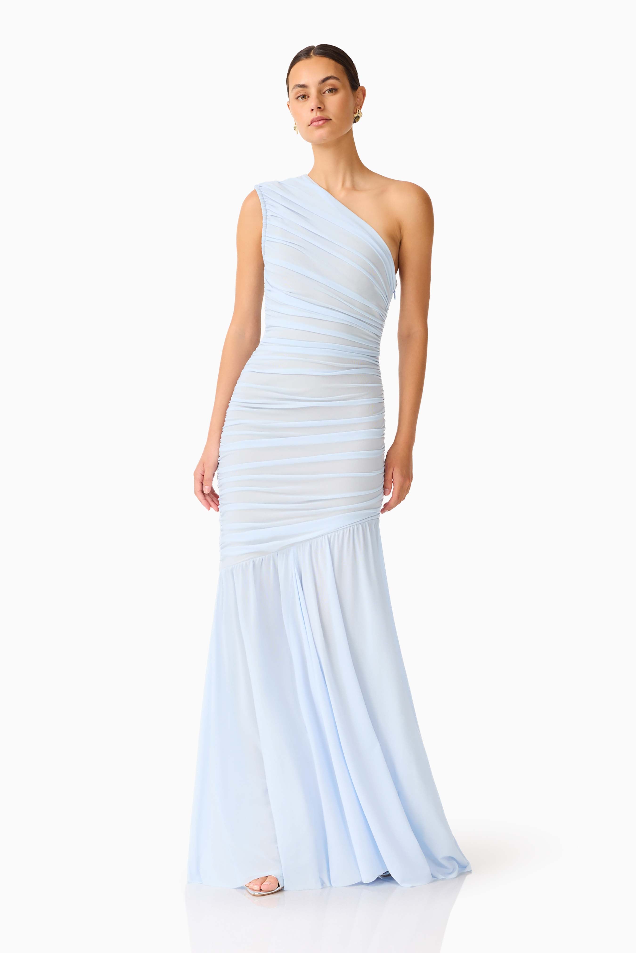 Florencea One Shoulder Gown in Powder Blue