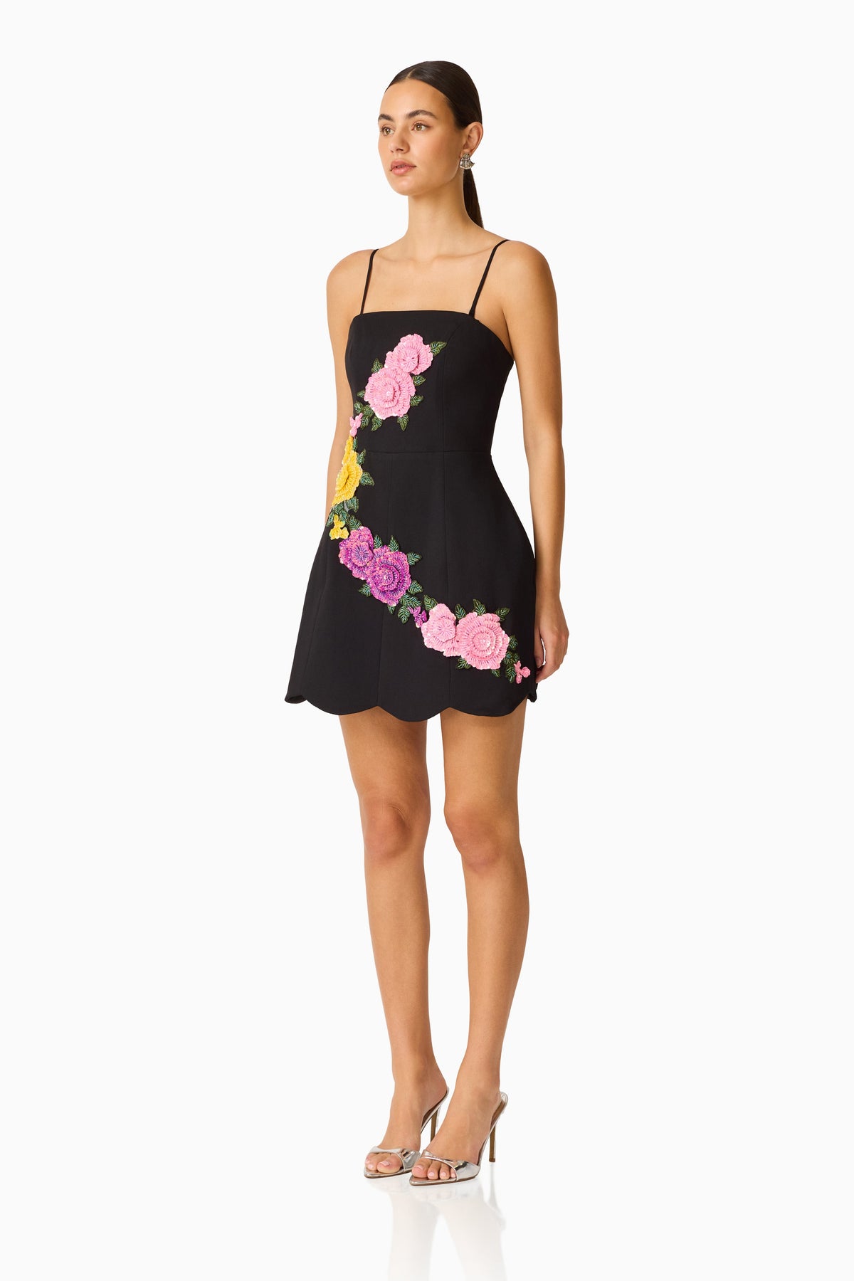 Laurentia Strapless Mini Tulip Dress in Black