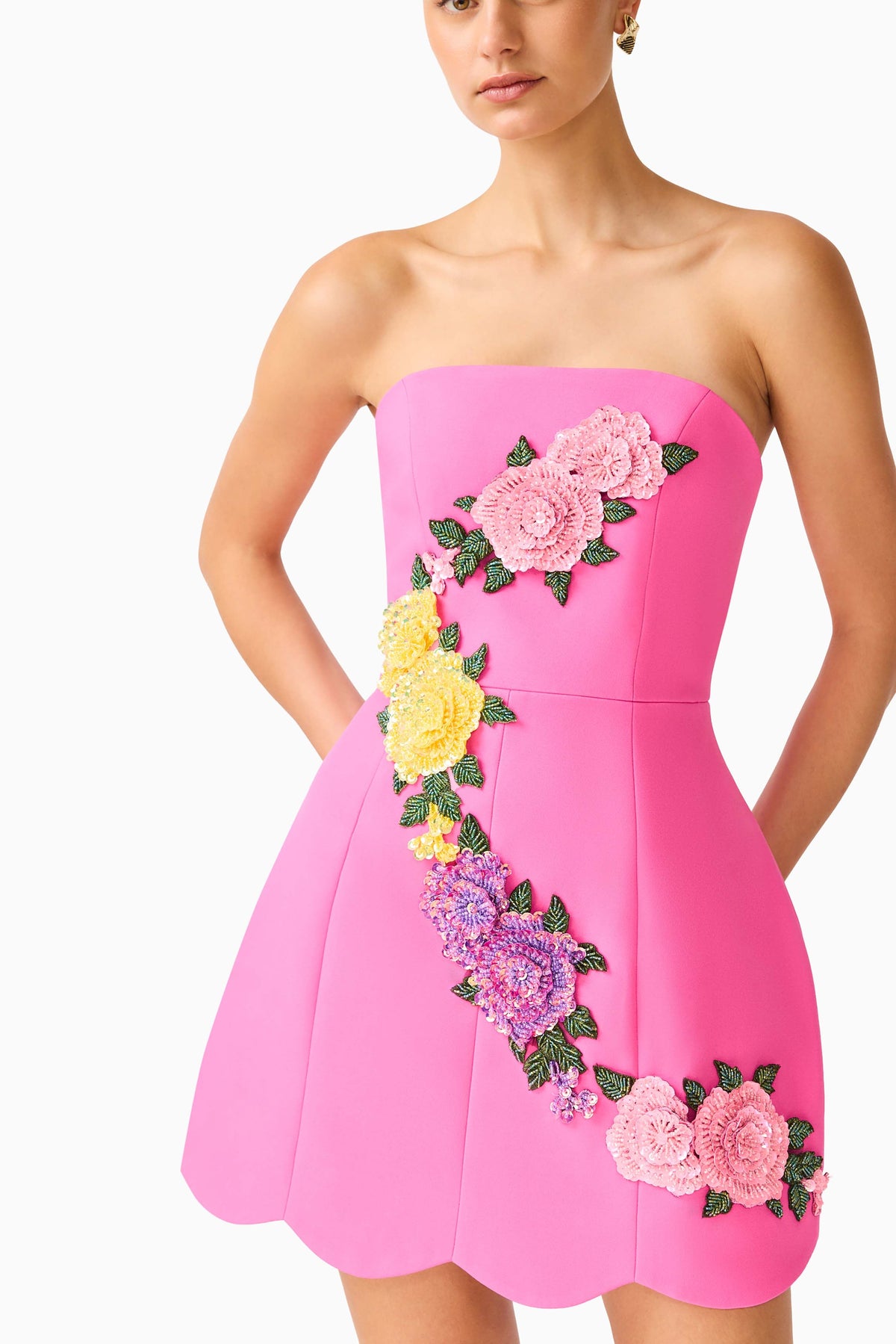 Laurentia Tulip Mini Dress in Fuchsia Pink