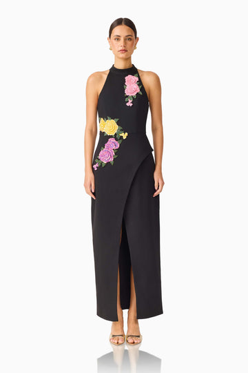 Laurentia Maxi Gown in Fuchsia Black