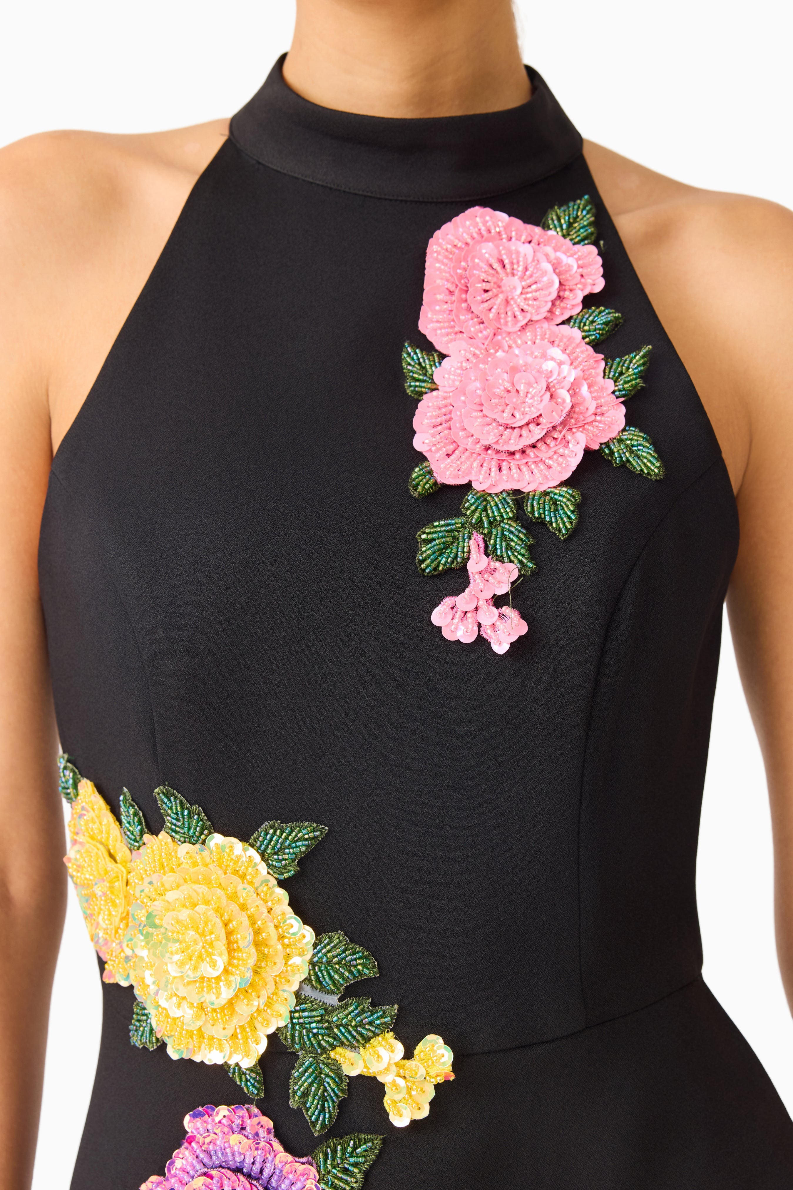 Laurentia Maxi Gown in Fuchsia Black