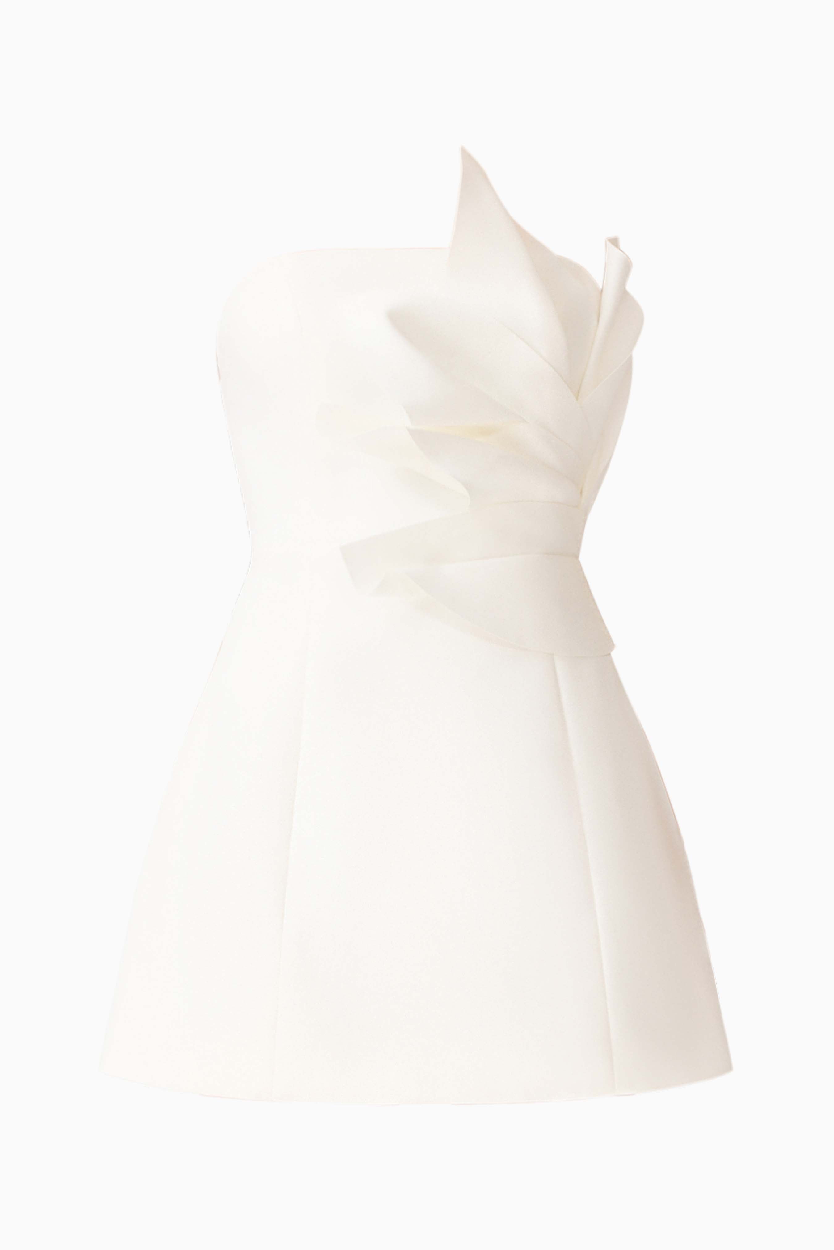Laurentia Floral Applique Mini Dress in White