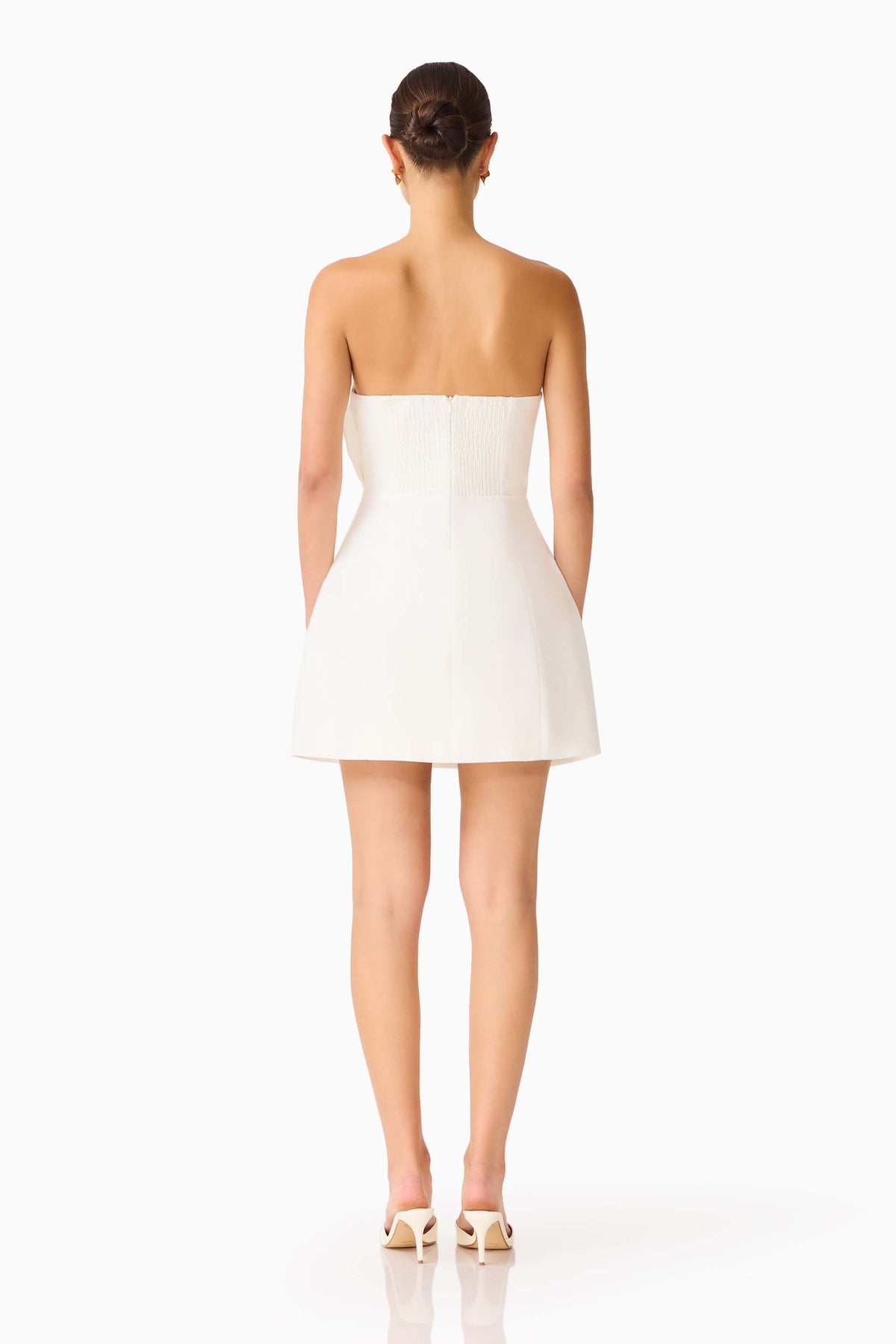 Laurentia Floral Applique Mini Dress in White