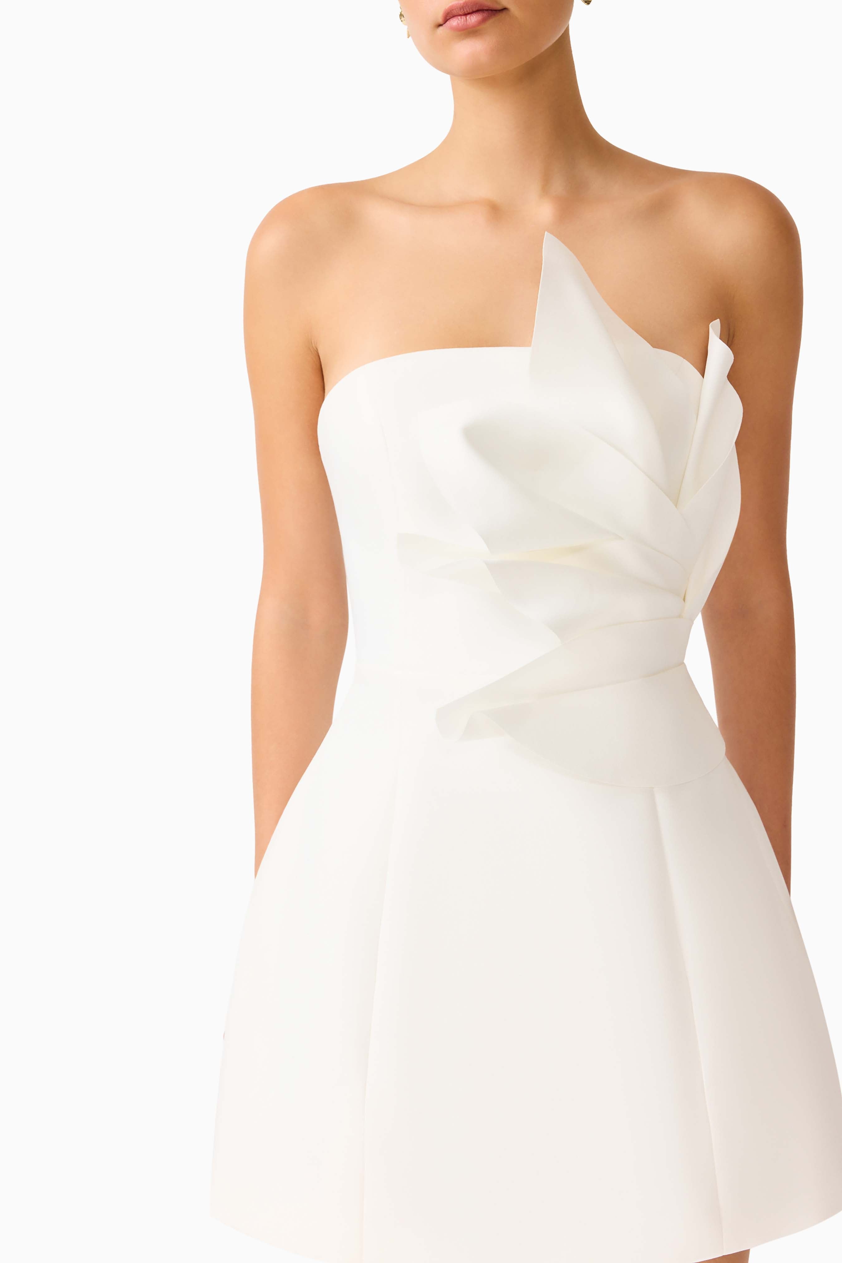 Laurentia Floral Applique Mini Dress in White