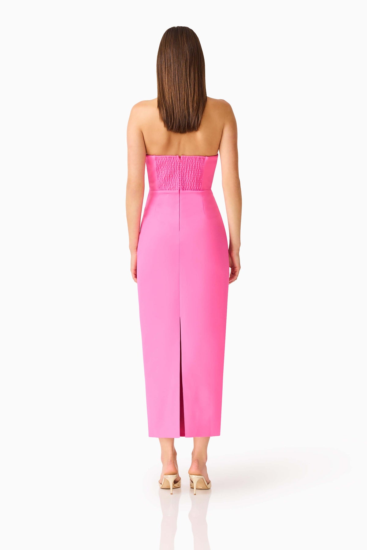 Laurentia Column Midi Dress in Fuchsia Pink