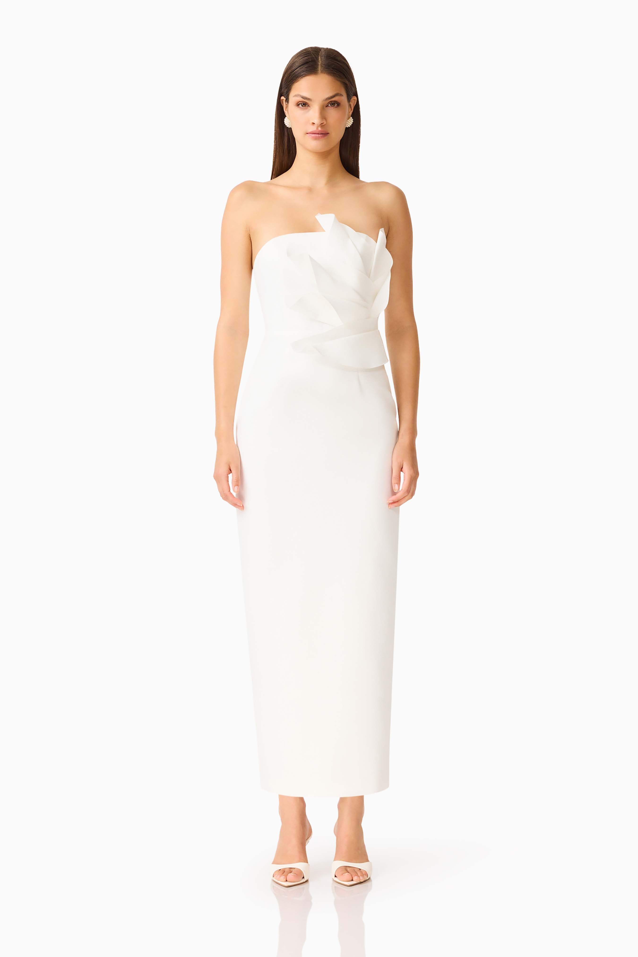 Laurentia Column Midi Dress in White