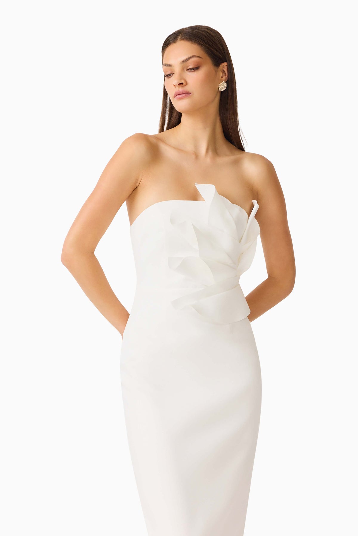 Laurentia Column Midi Dress in White