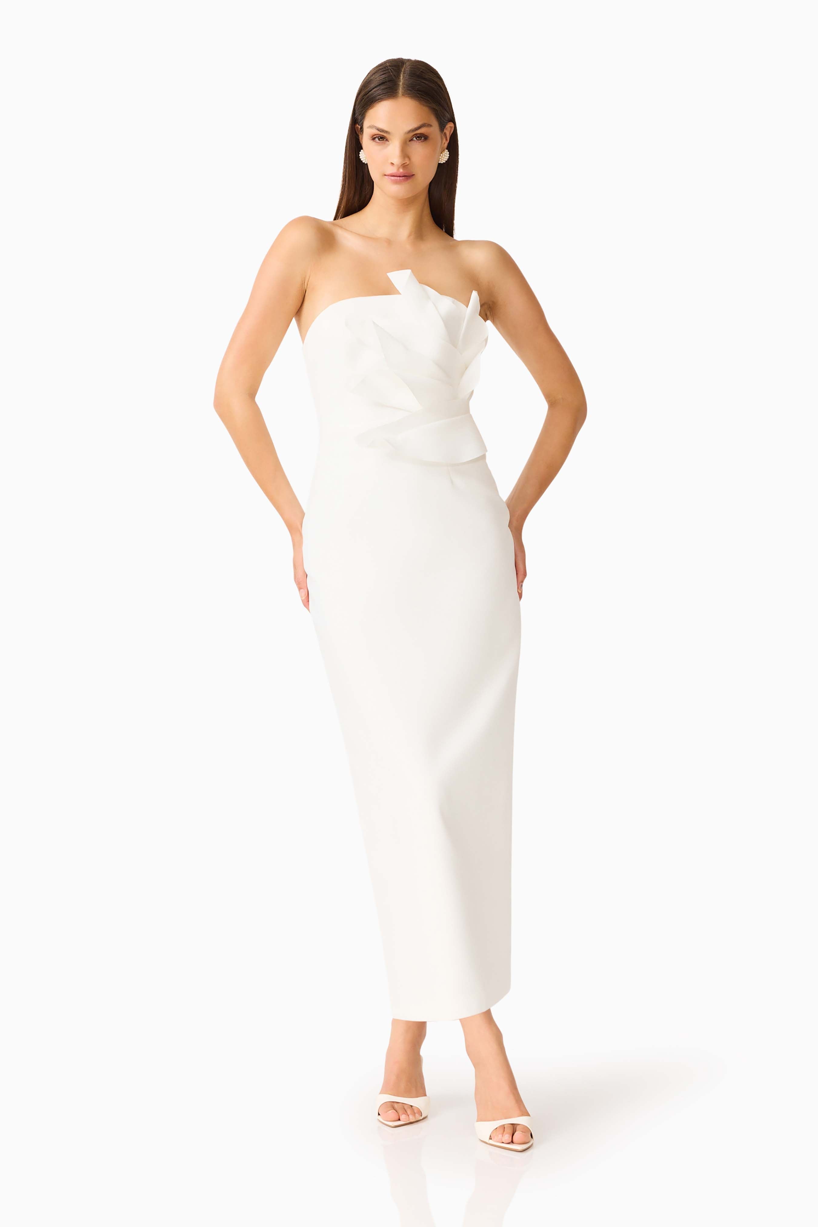 Laurentia Column Midi Dress in White