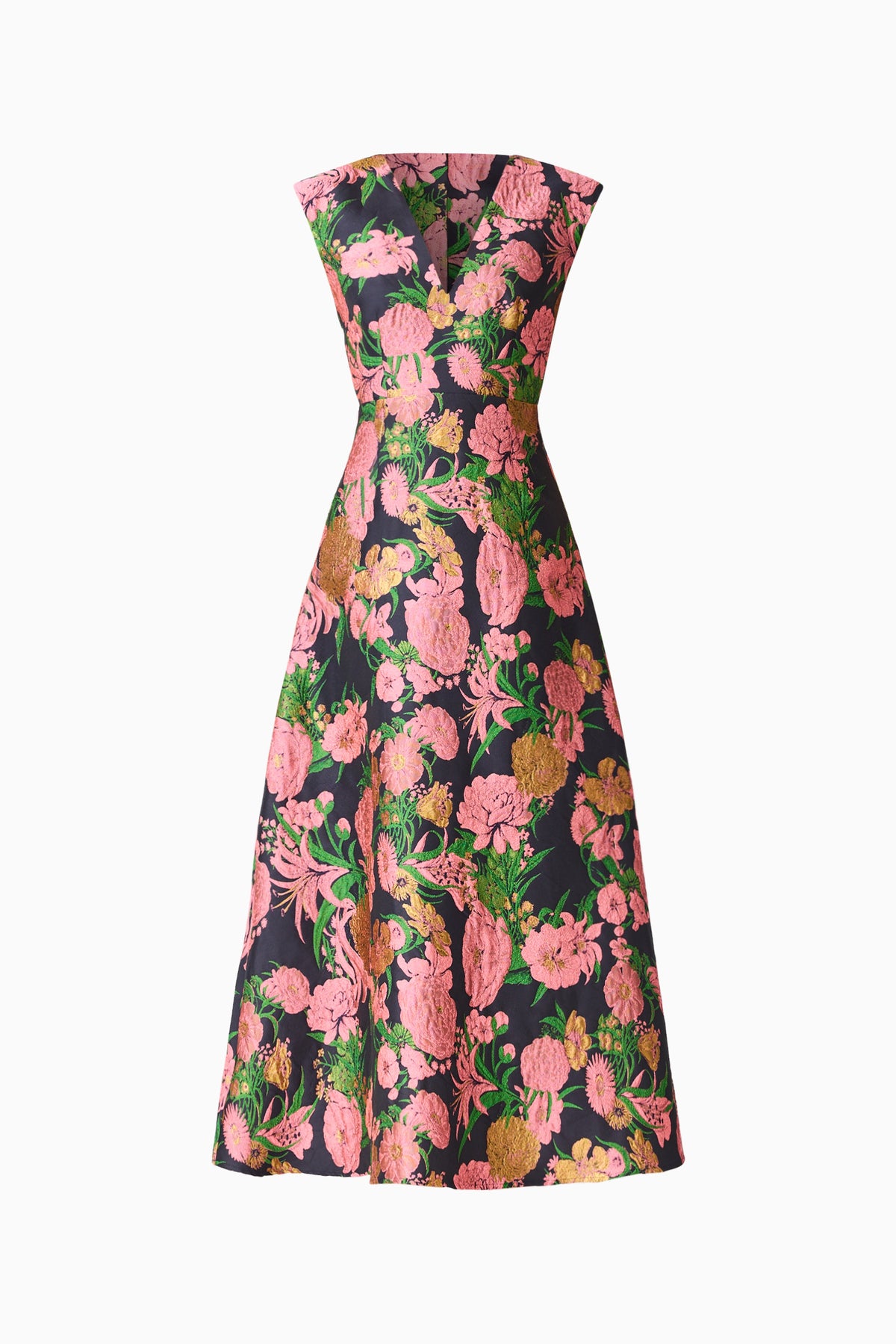 Eclore V-Neck Maxi Dress in Pink & Black Floral