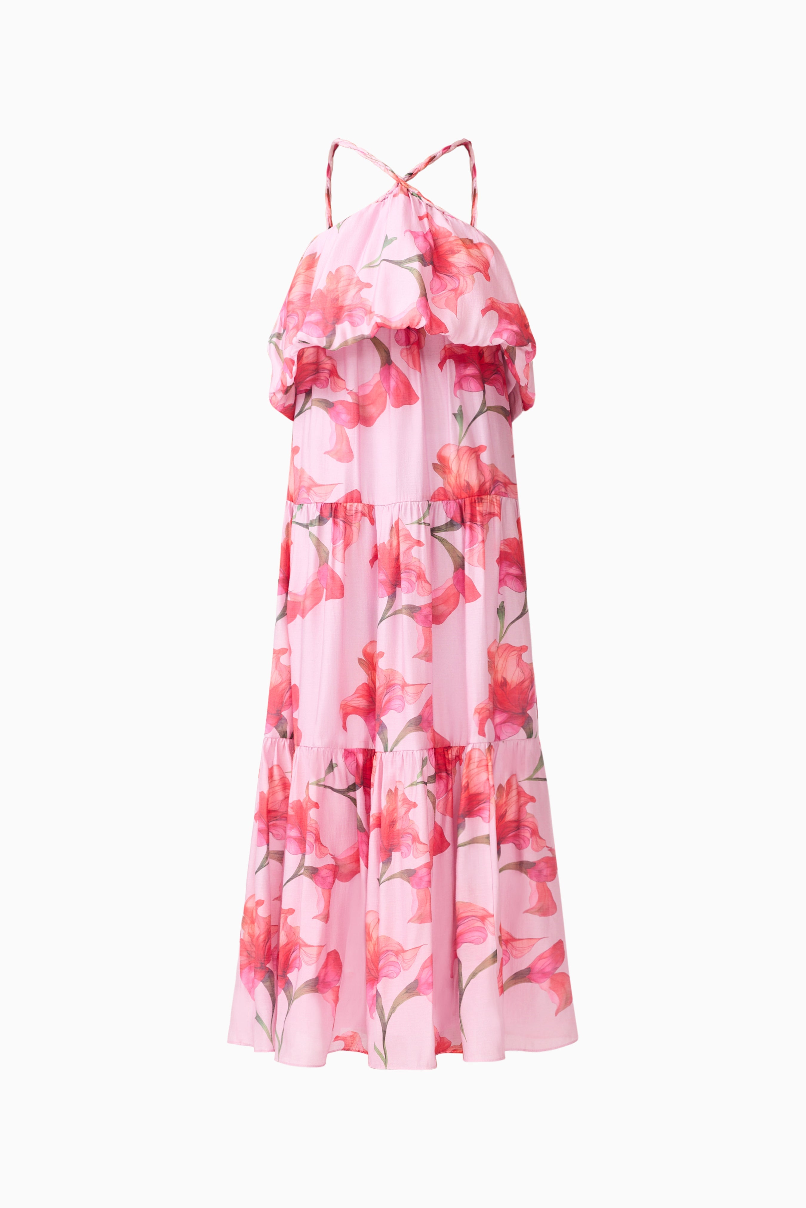 Fleuris Halter Maxi Dress in Pink Floral