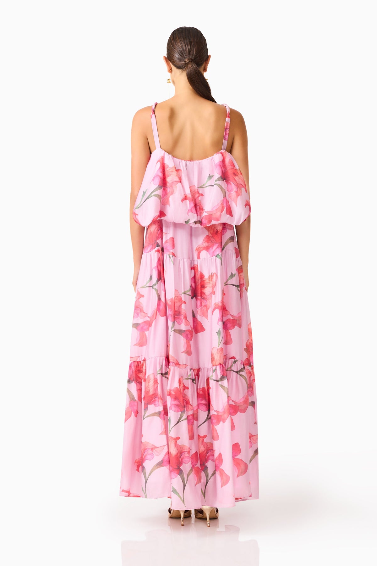 Fleuris Halter Maxi Dress in Pink Floral