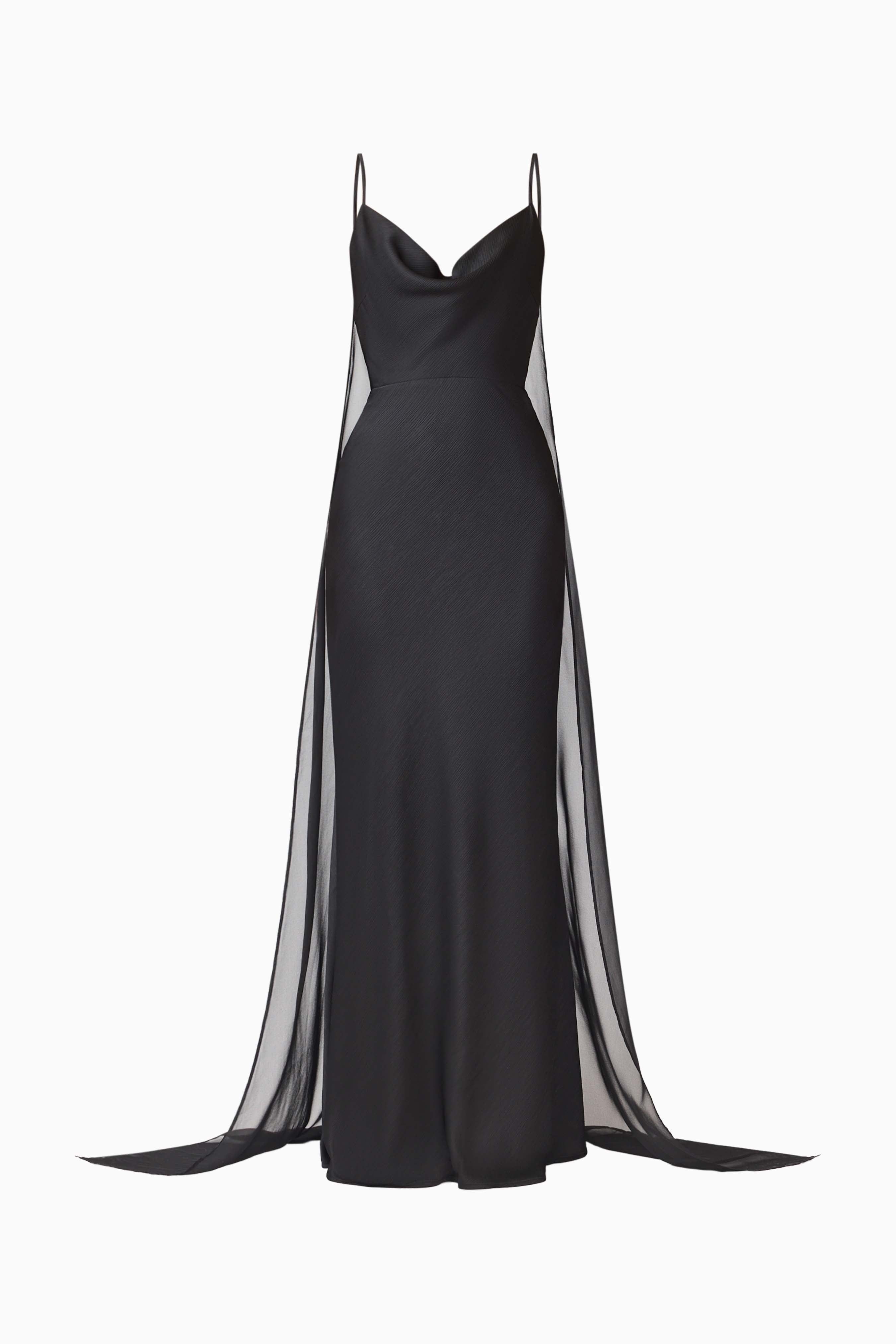 Auriella Cowl Neck Gown in Black