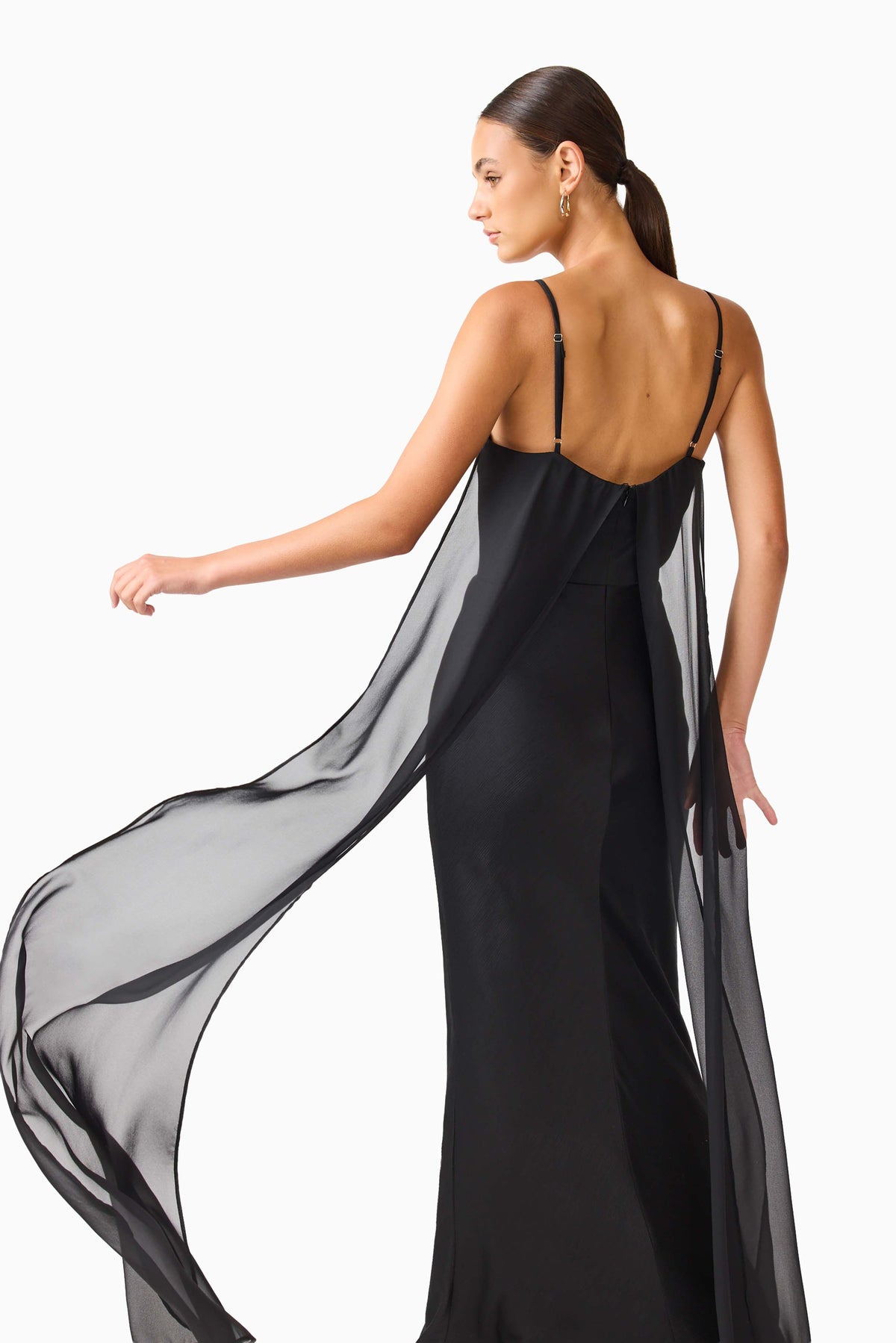 Auriella Cowl Neck Gown in Black