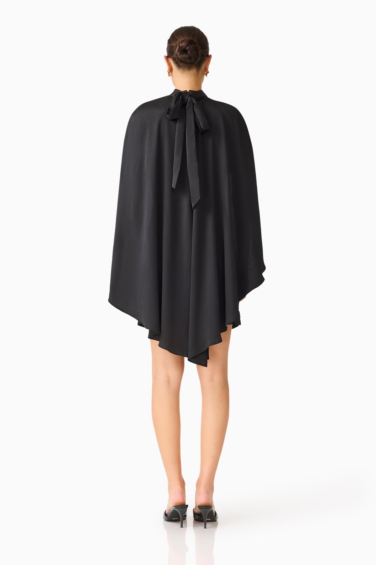 Auriella Cape Mini Dress in Black