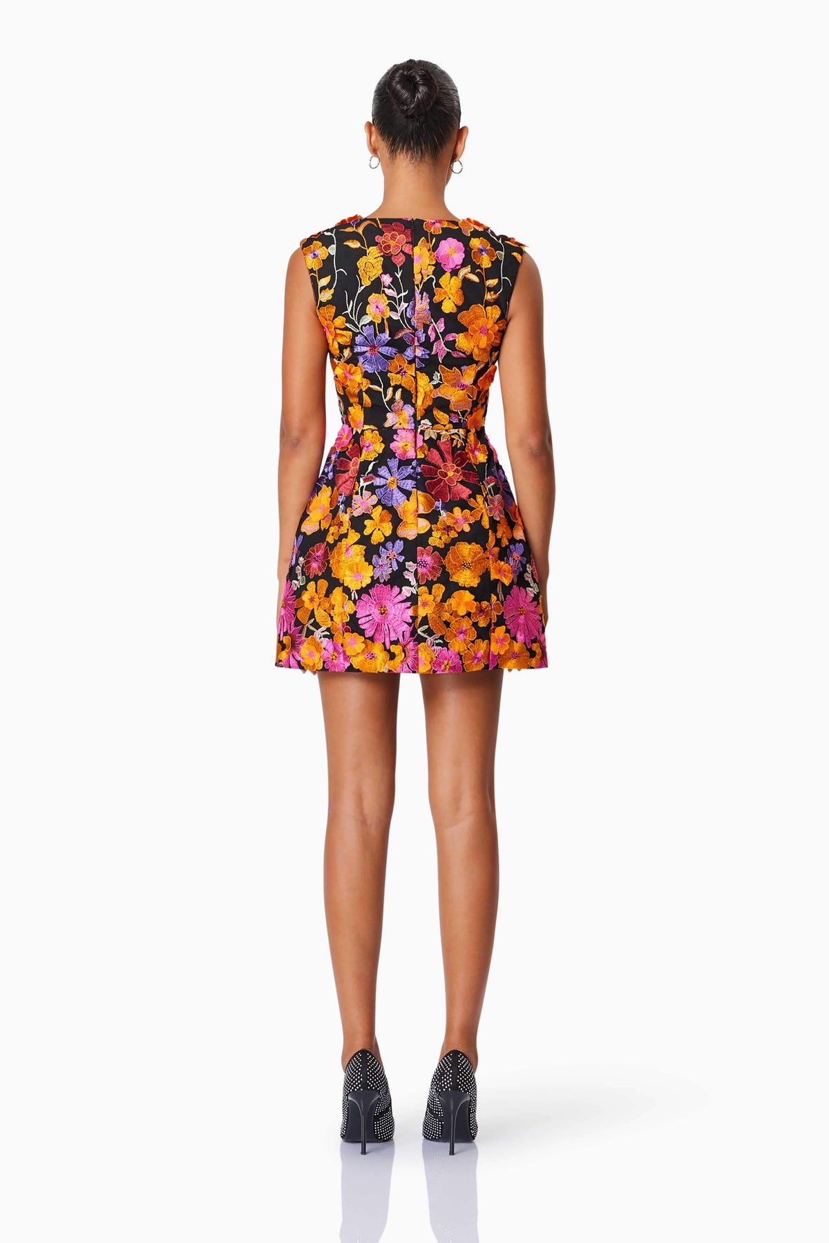 Alessandra Floral Mini Dress In Orange