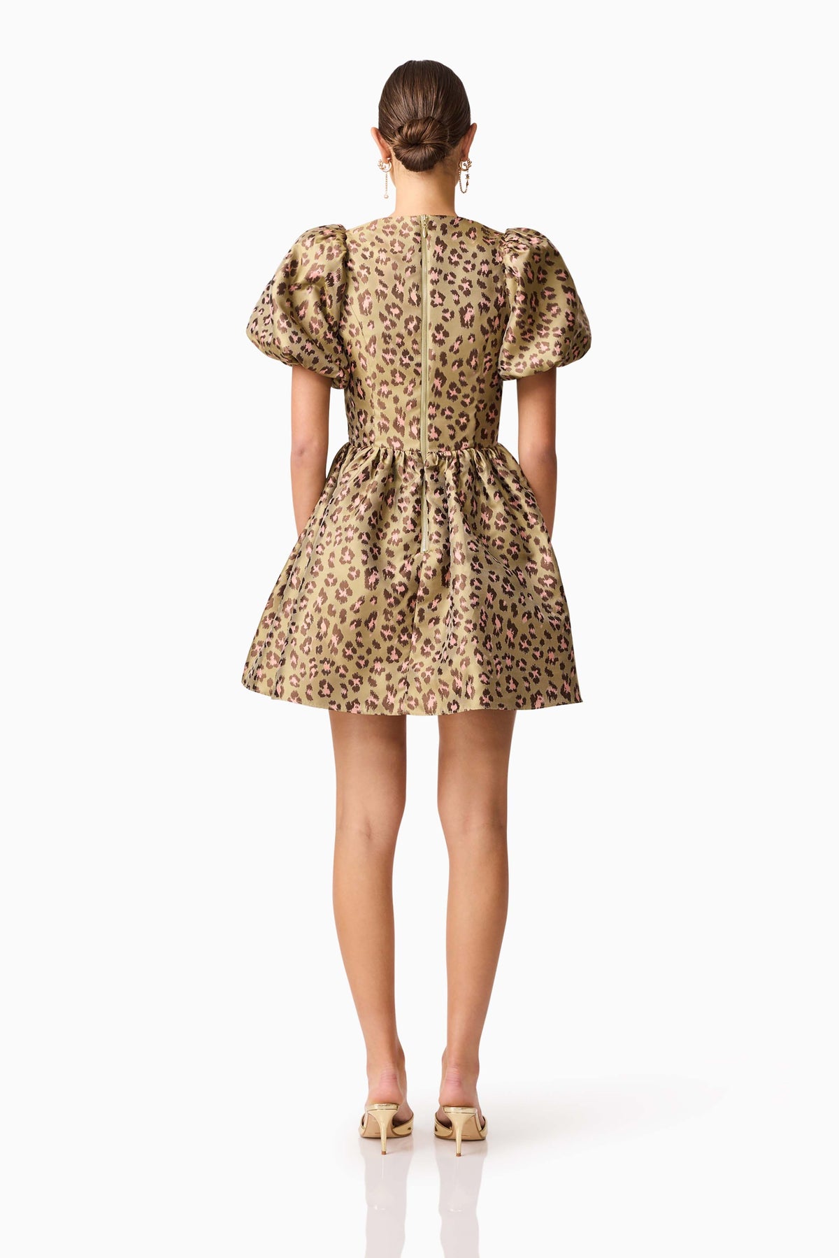 Elara Romper Mini Dress in Leopard Print