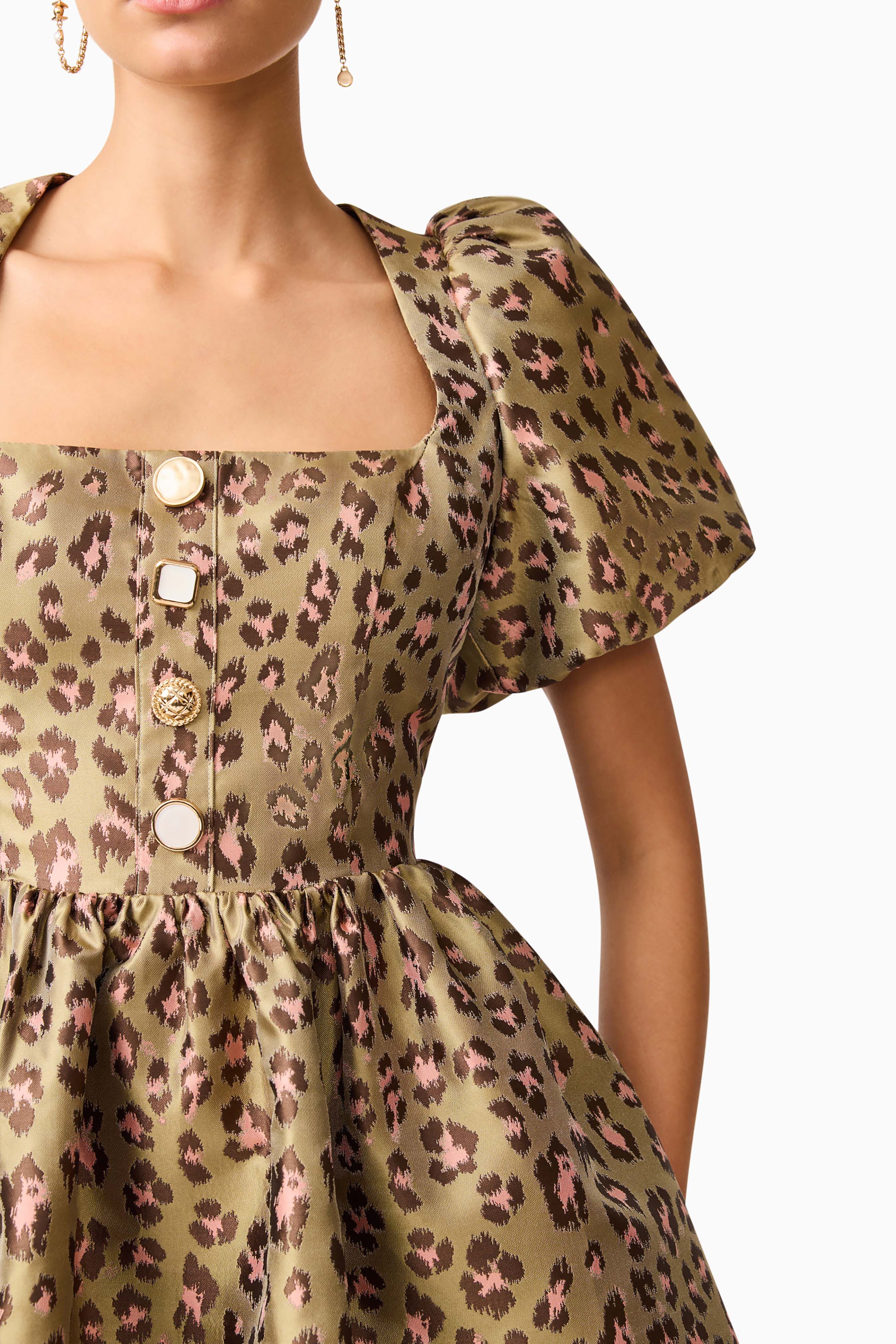 Elara Romper Mini Dress in Leopard Print