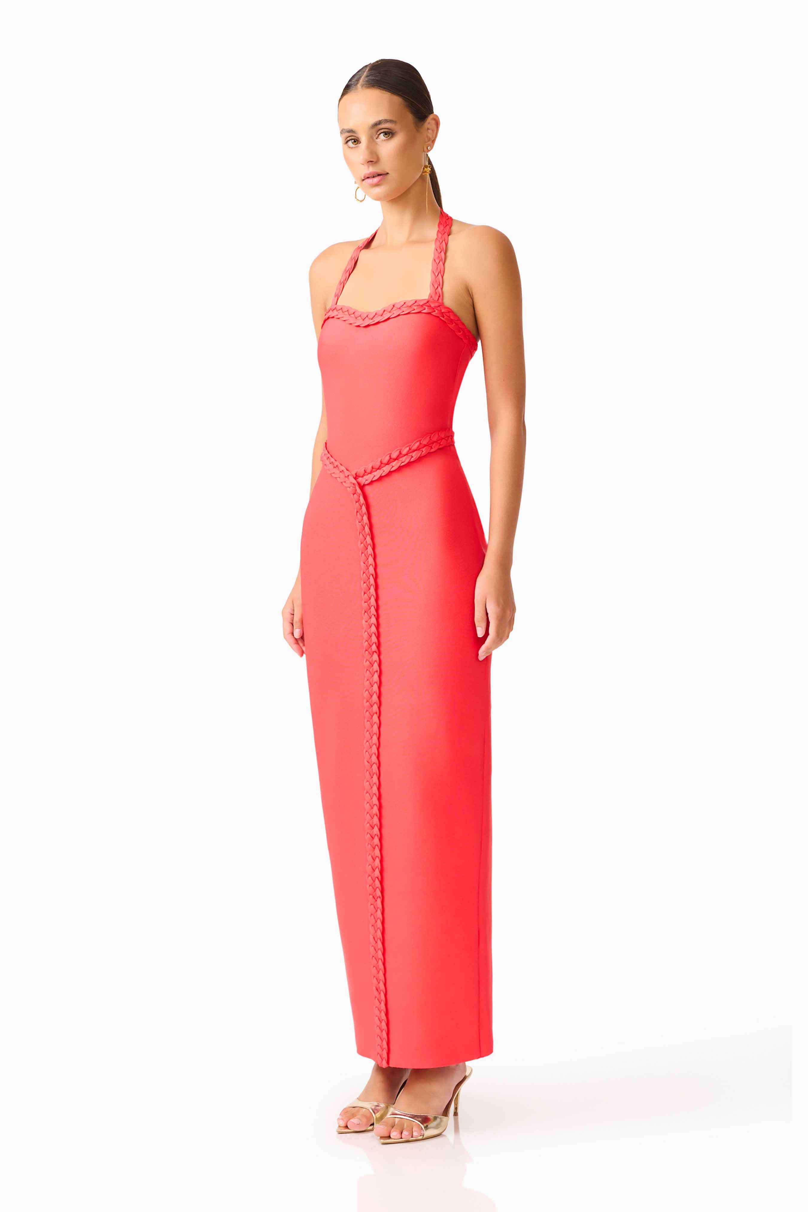Coralene Halter Gown in Red