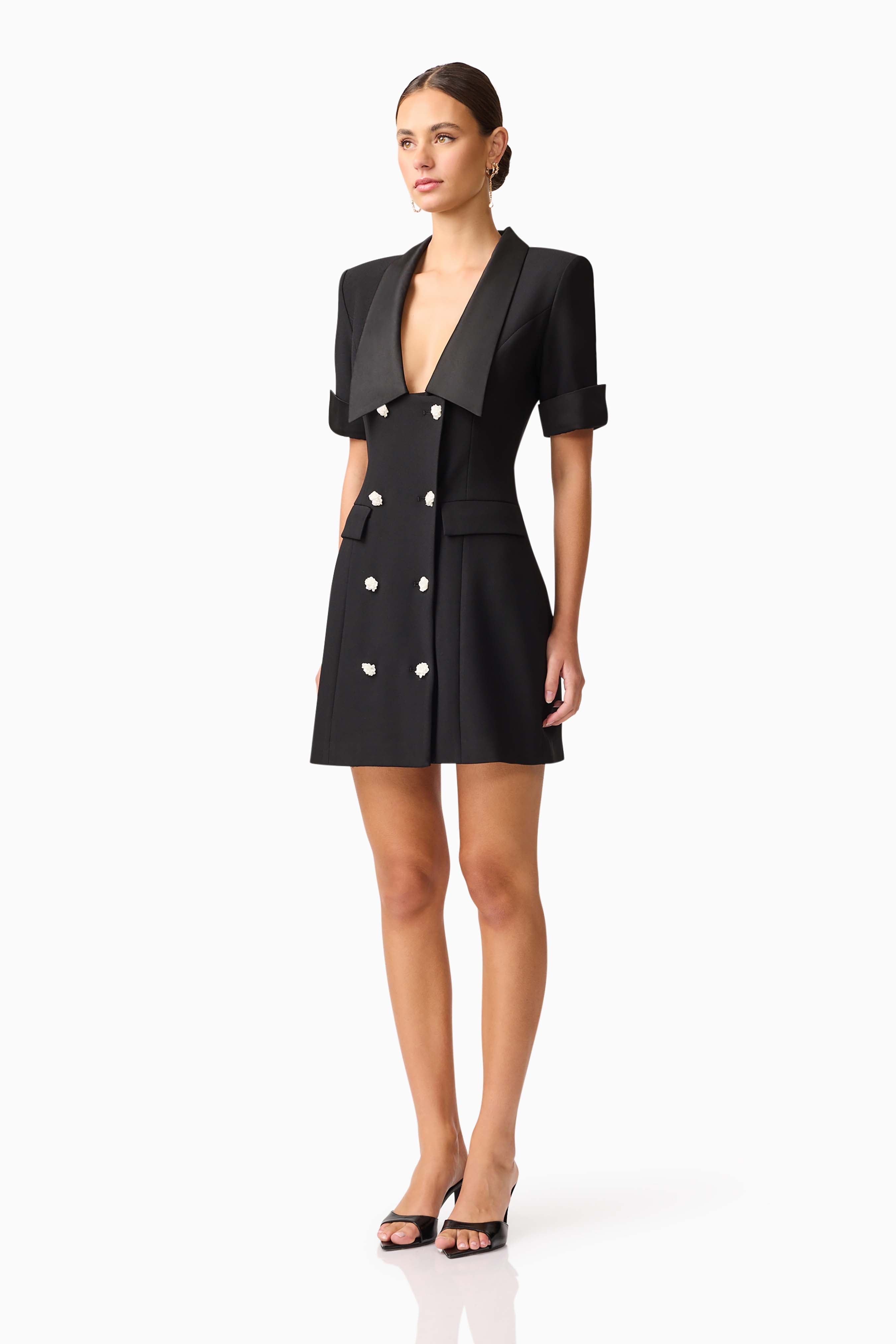 Ruby Short Sleeve Blazer Dress in Black