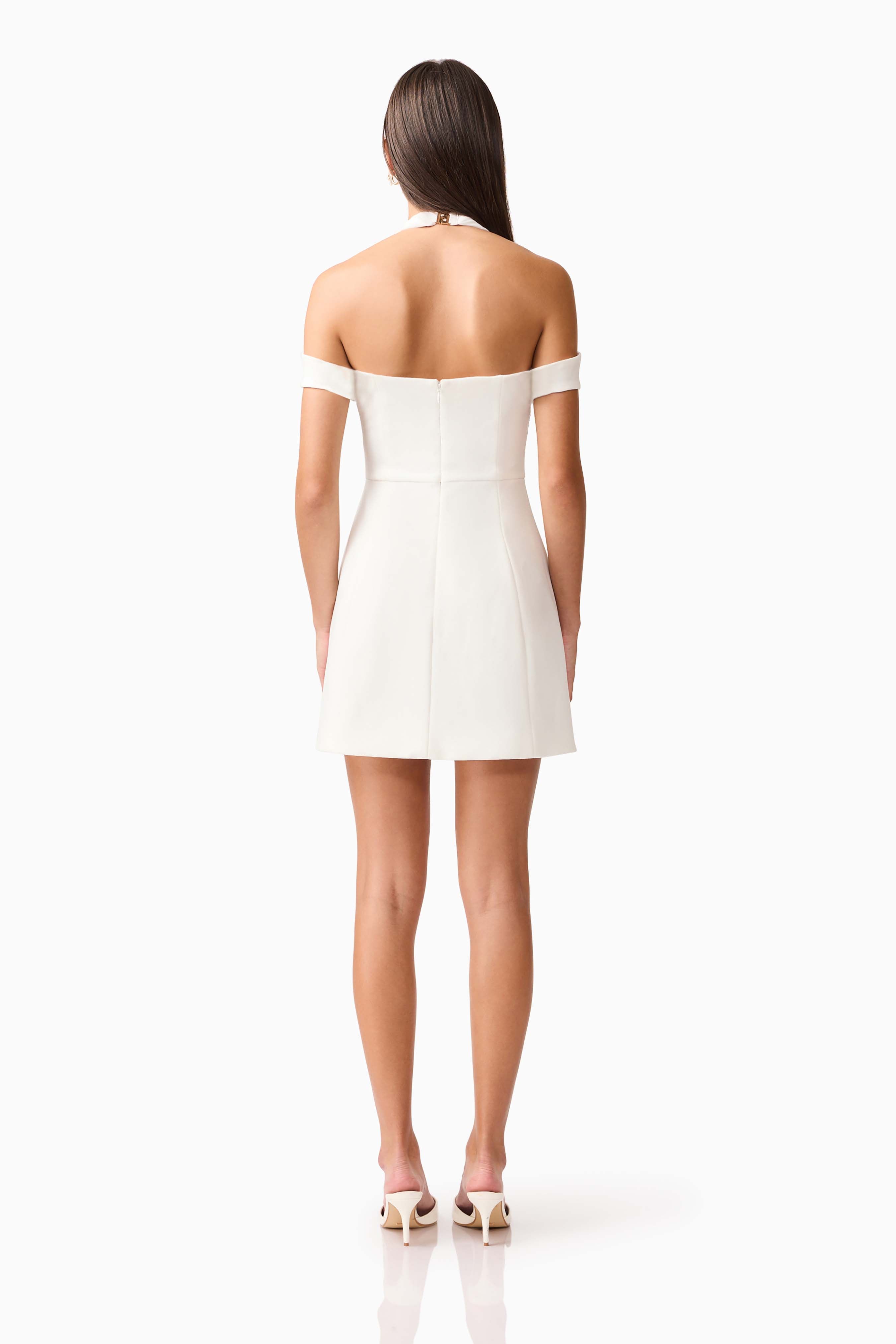 Ruby Halter Mini Dress in White