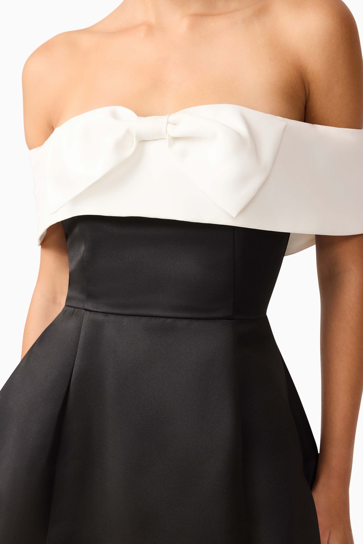 Sorrel Off the Shoulder Mini Dress in Black & White