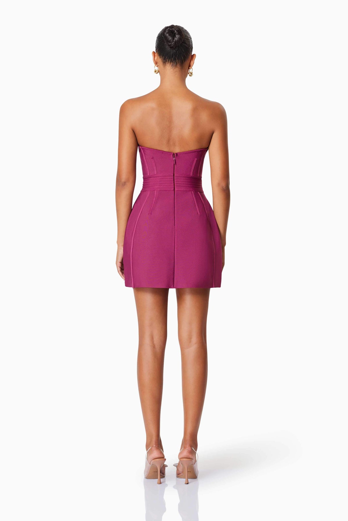 Ella Strapless Mini Dress In Burgundy