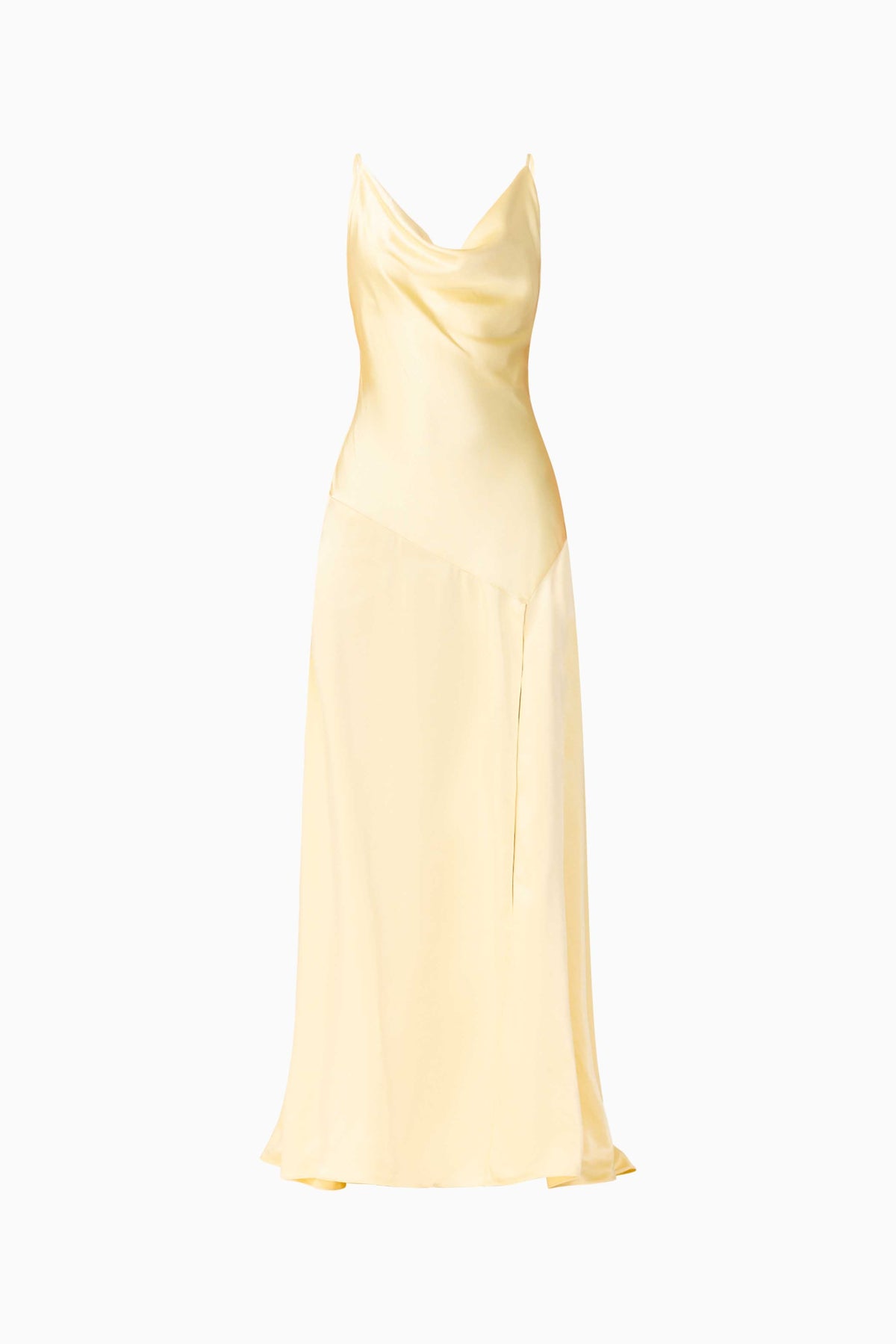 Clementine Cowl Neck Gown in Butter Yellow