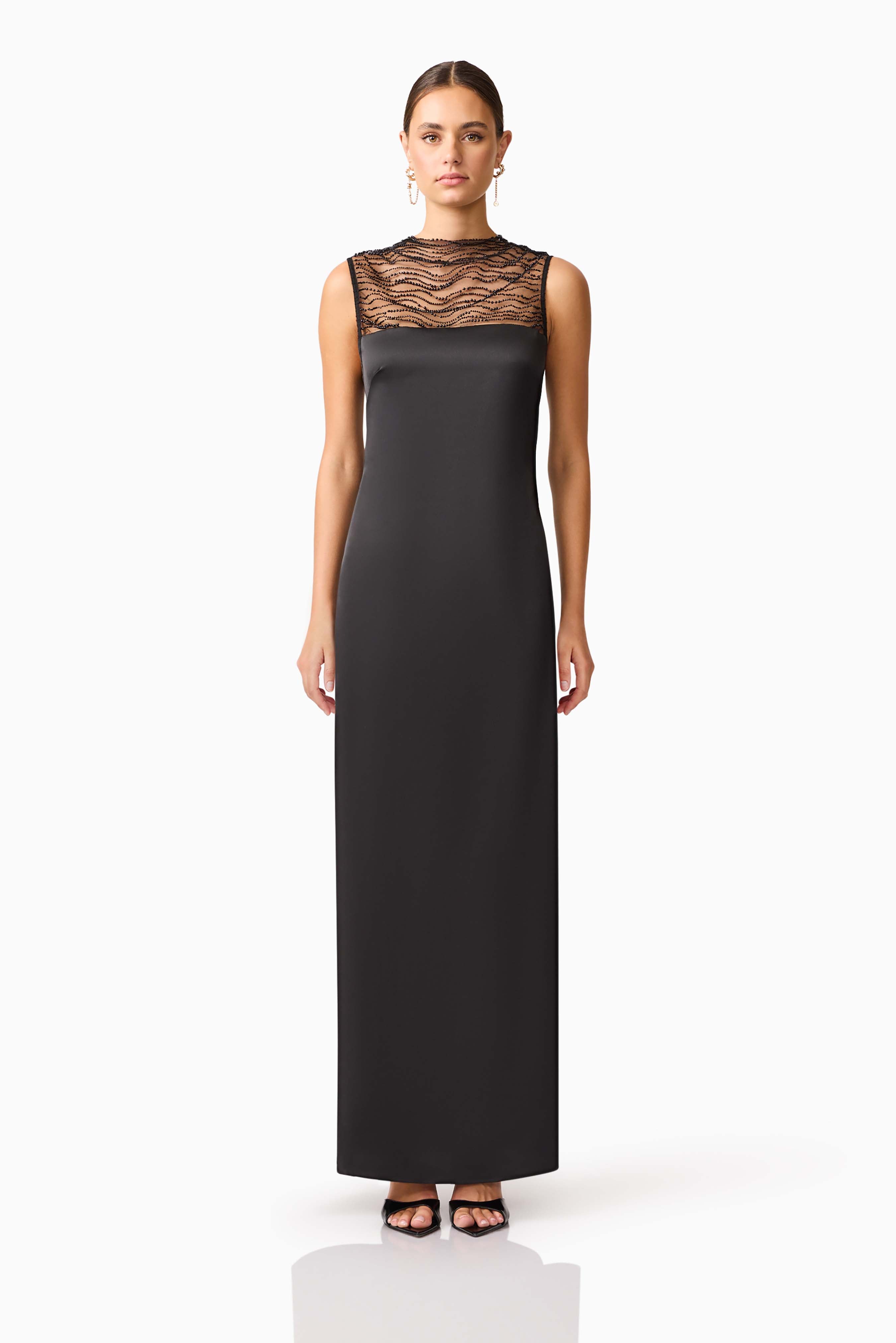 Margot Satin Gown in black