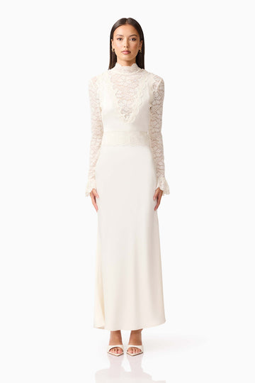 Margot Long Sleeve Gown in White