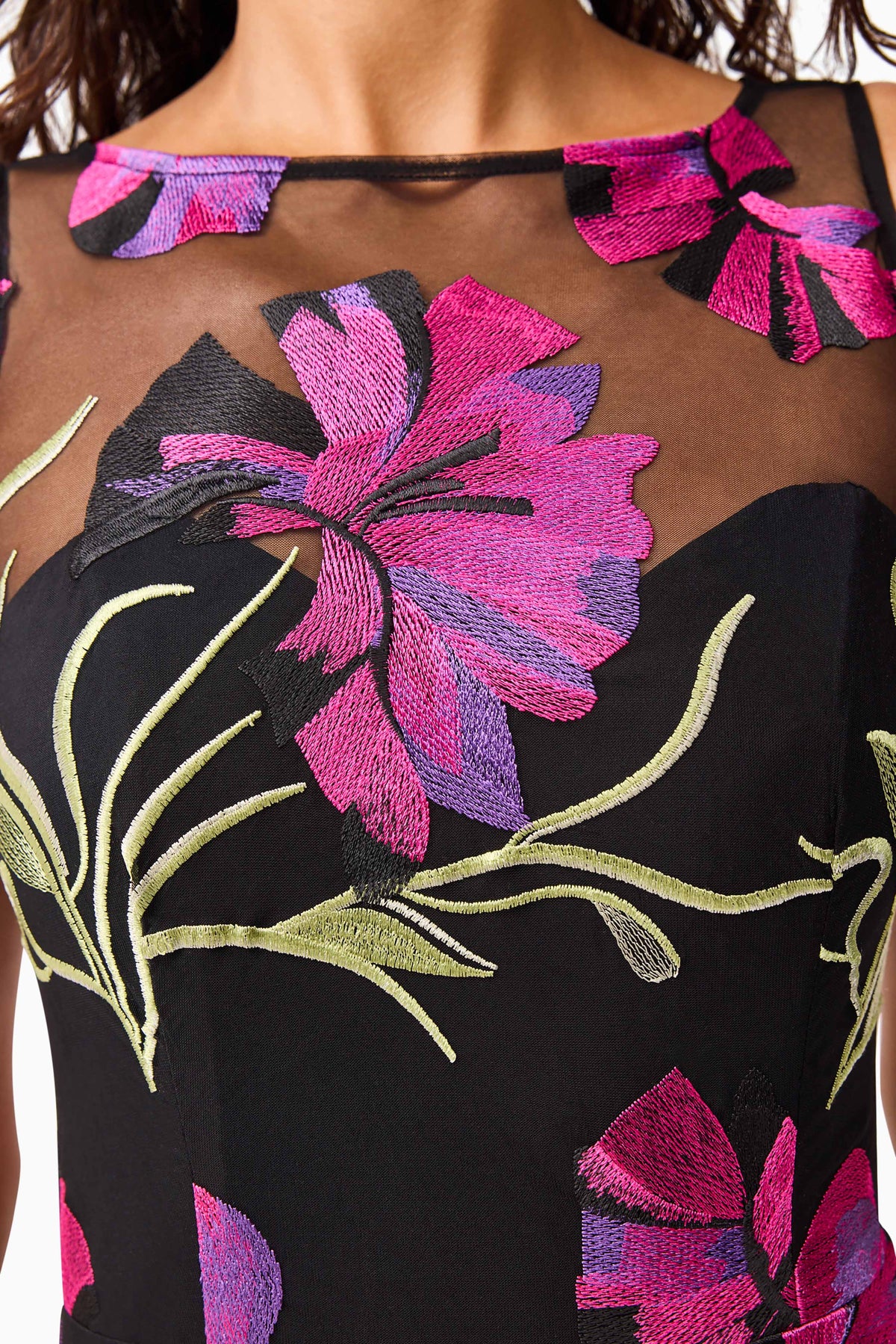 Amaya Gown in Black & Pink Floral