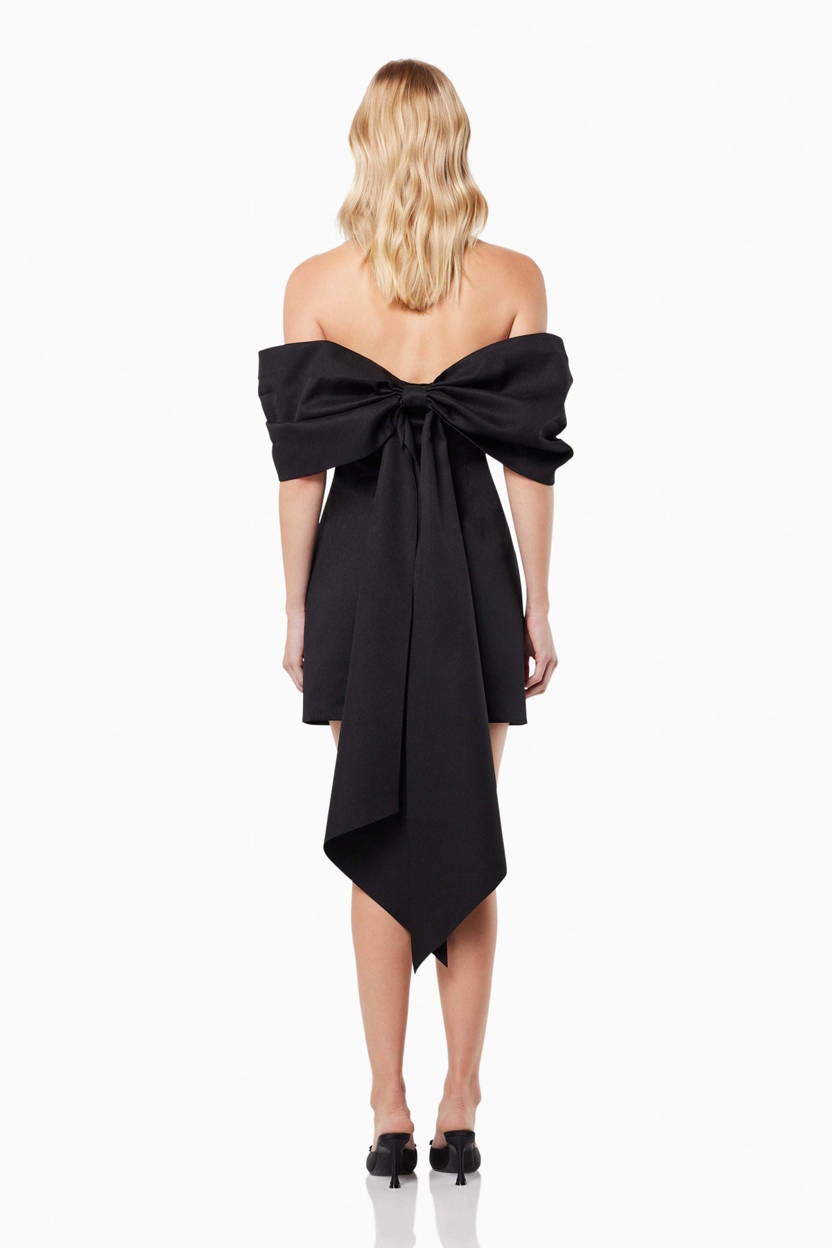 Calypso Bow Detail Mini Dress In Black