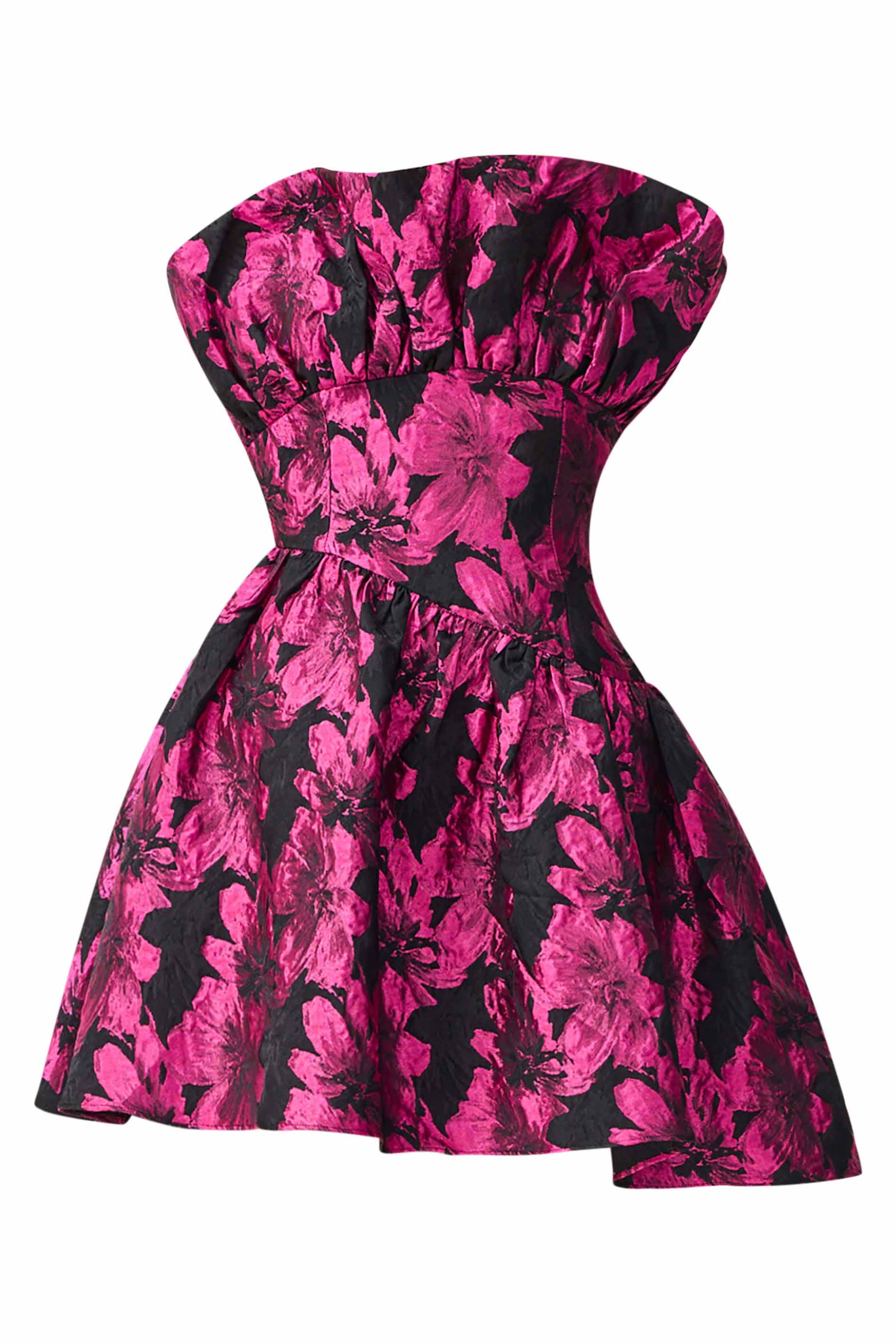 Holly Asymmetrical Mini Dress in Pink & Black Floral