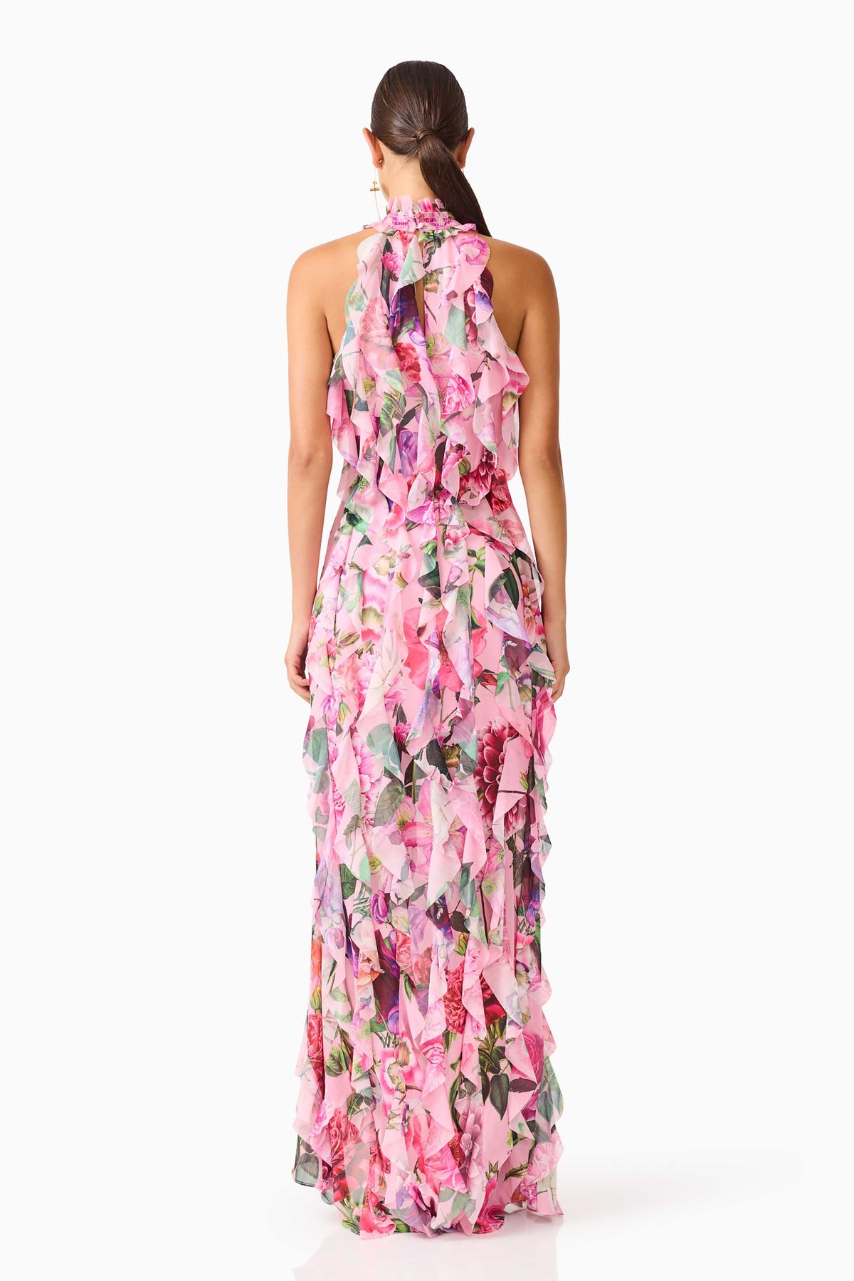 Solene Halter Gown in Pink Floral