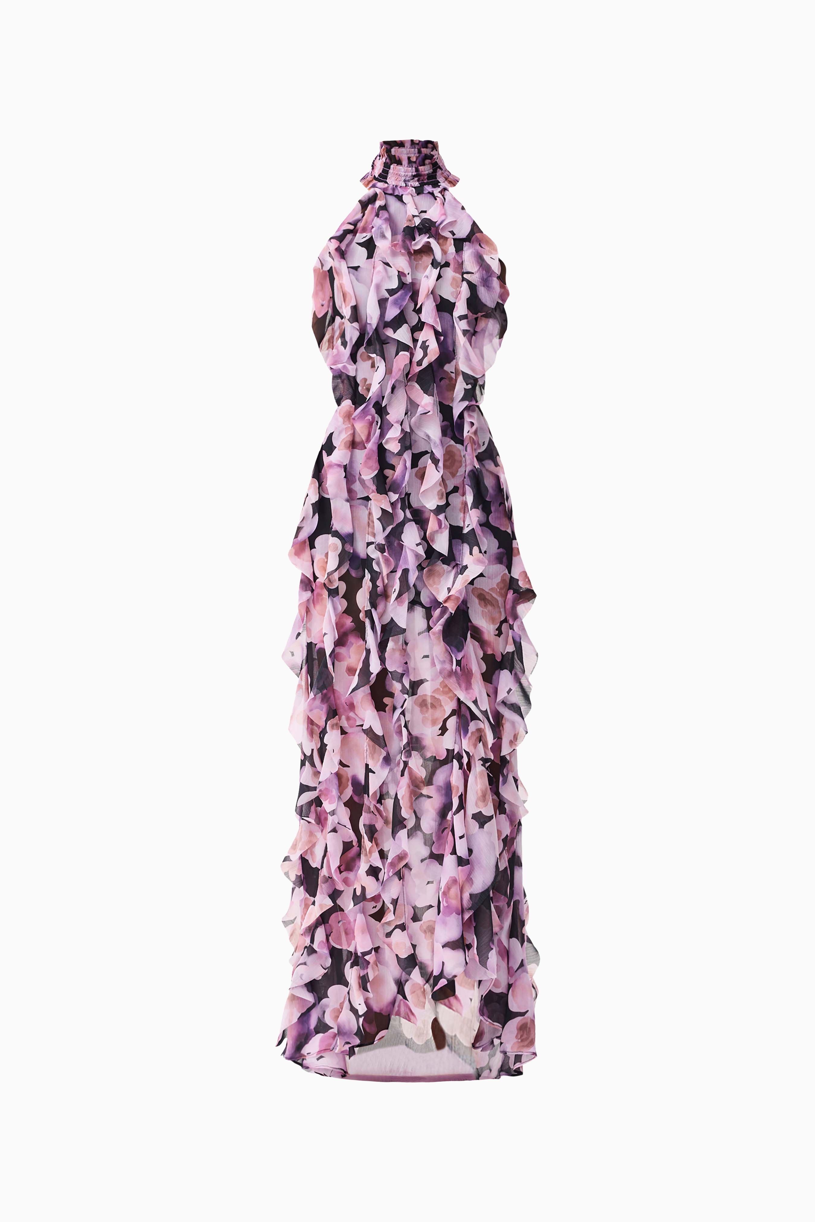 Solene Halter Gown in Purple Floral