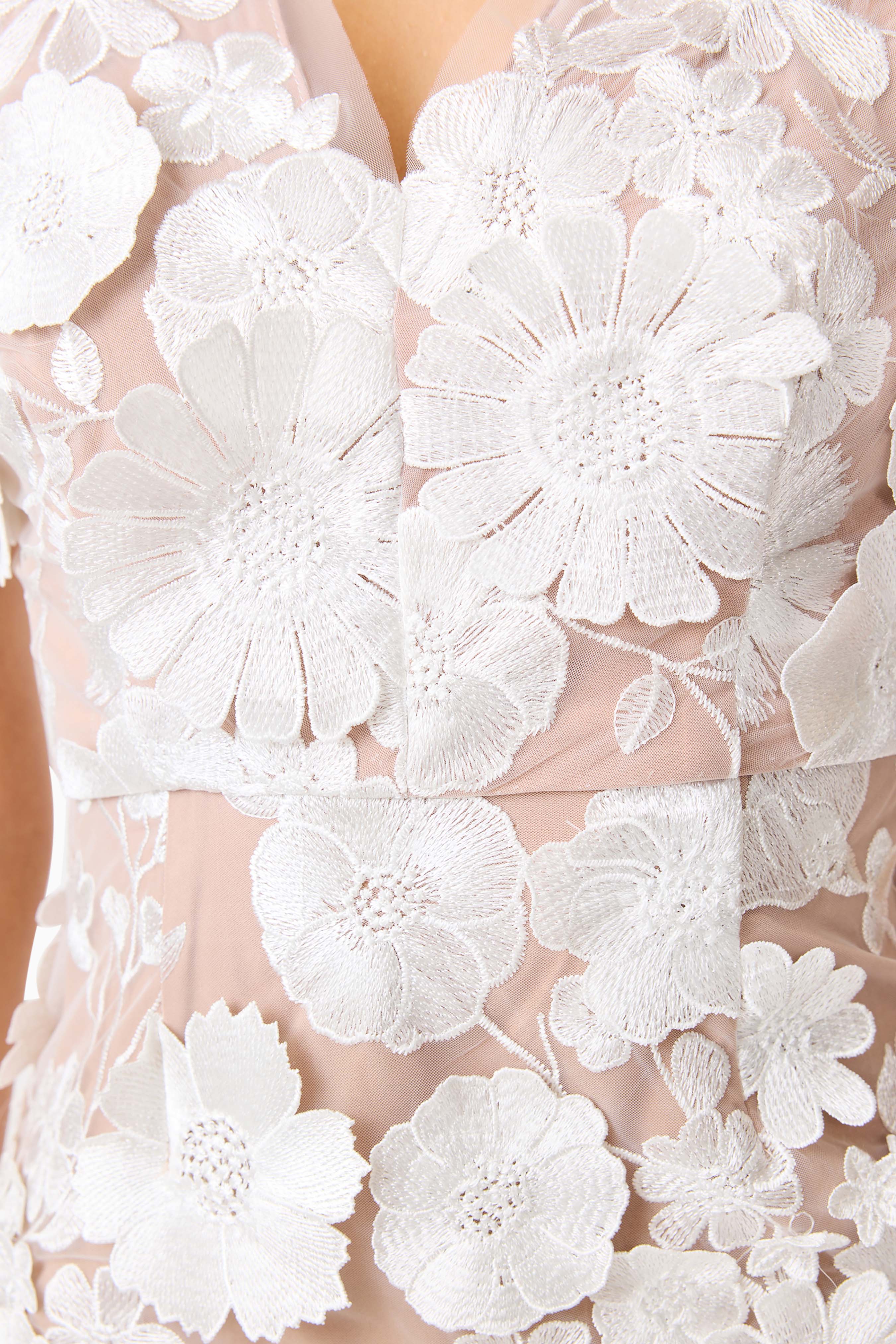 Zayla 3D Floral Mini Dress in White