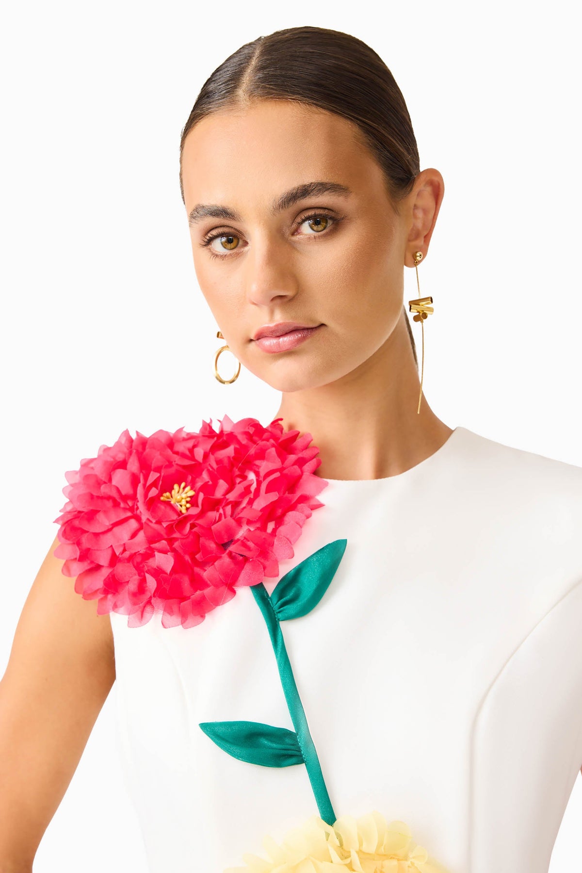 Buttercup Embroidered Mini Dress in Ivory