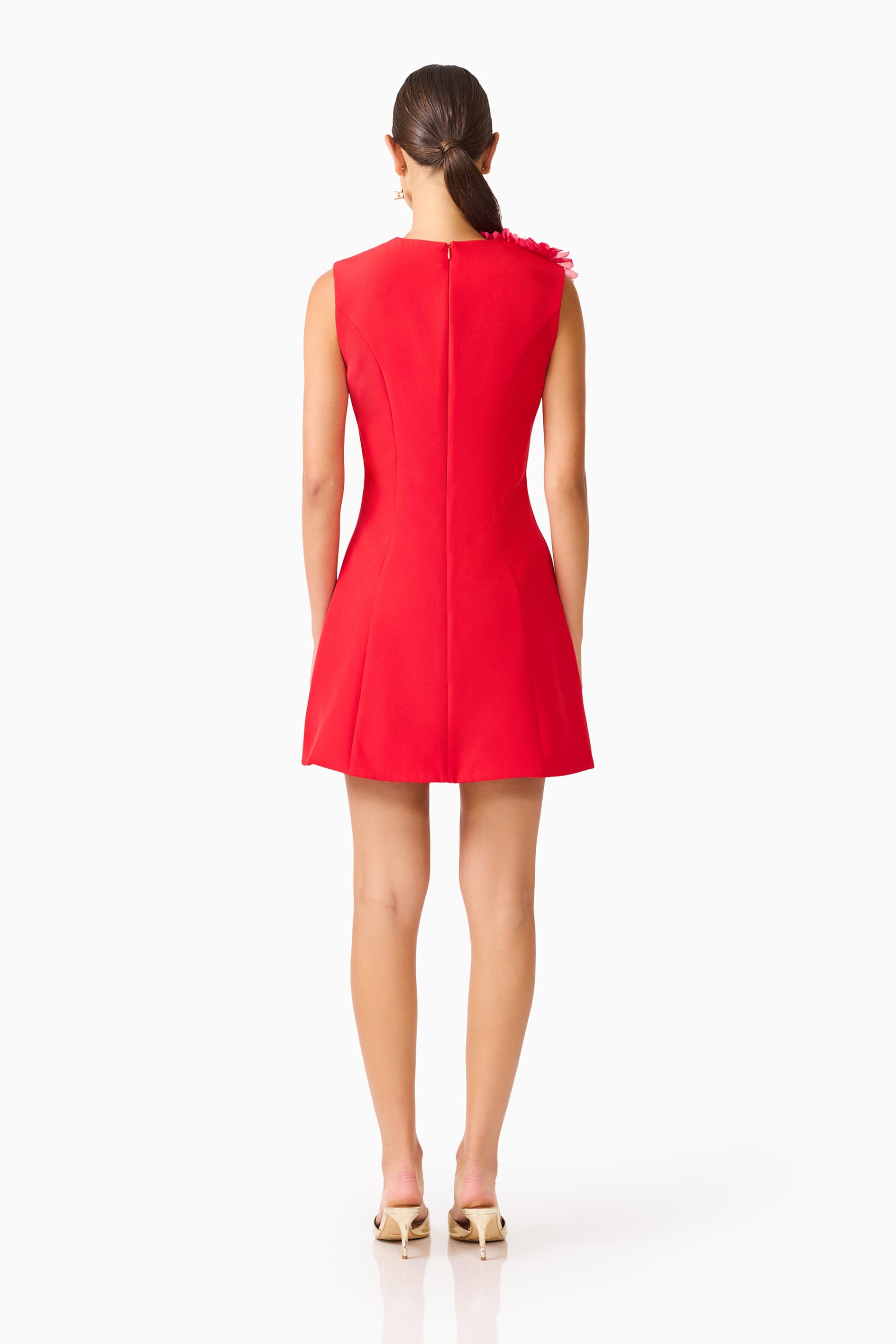Buttercup Embroidered Mini Dress in Red