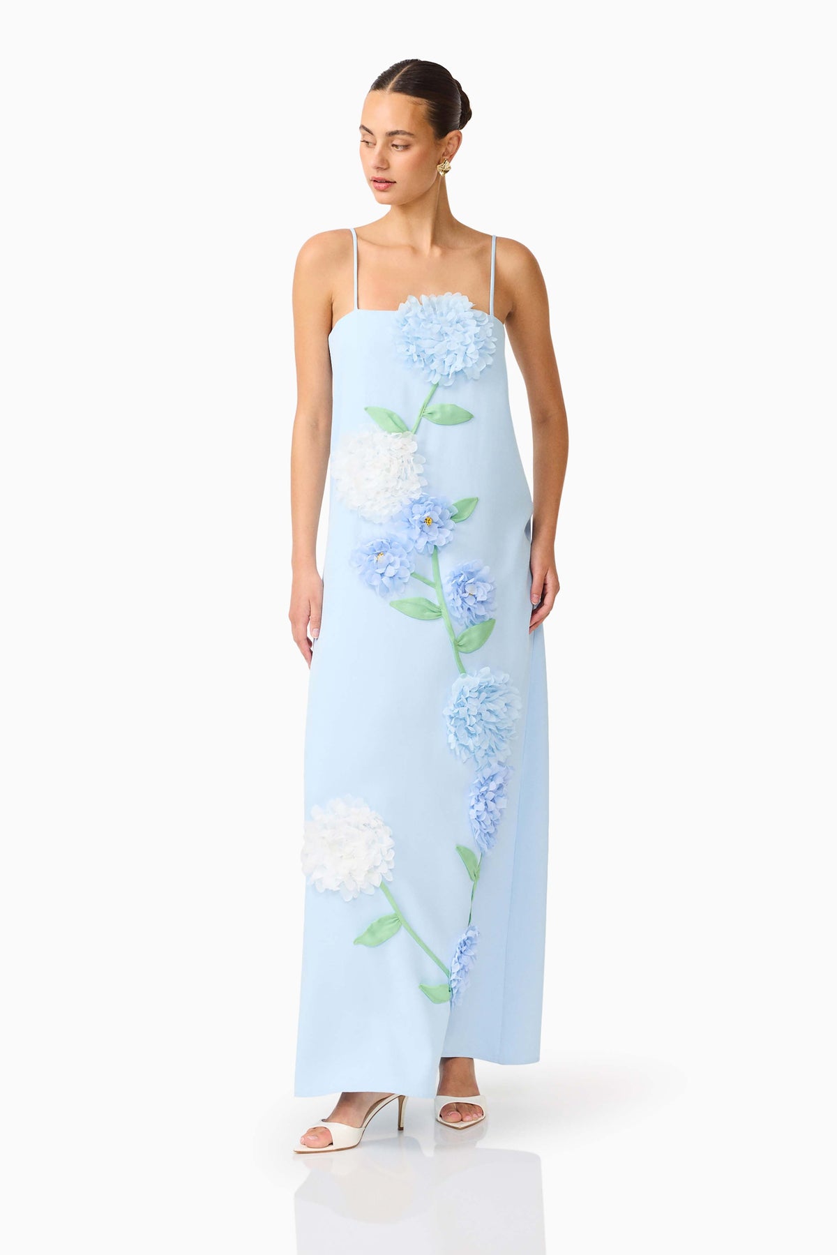 Buttercup Embroidered Maxi Dress In Blue