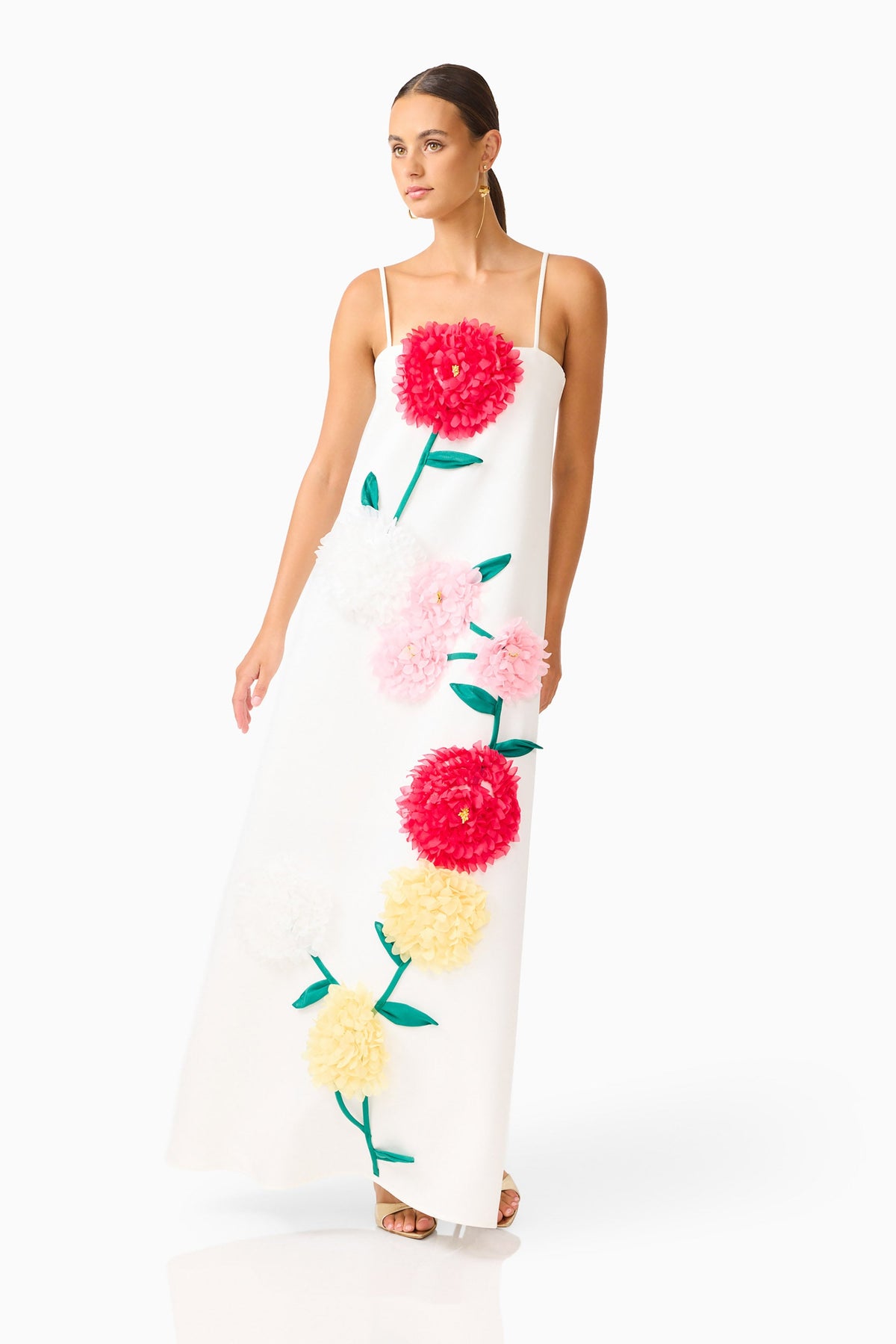 Buttercup Embroidered Maxi Dress in White