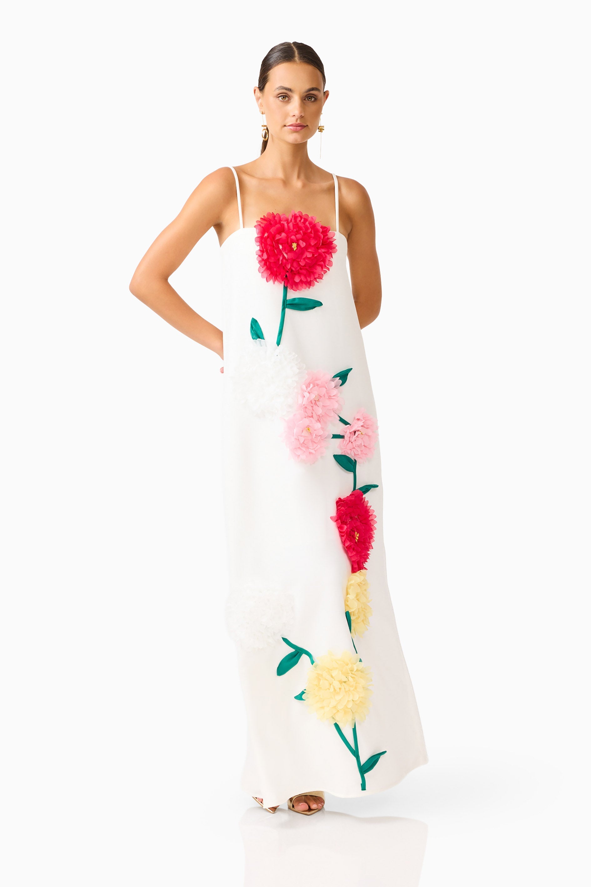 Buttercup Embroidered Maxi Dress in White