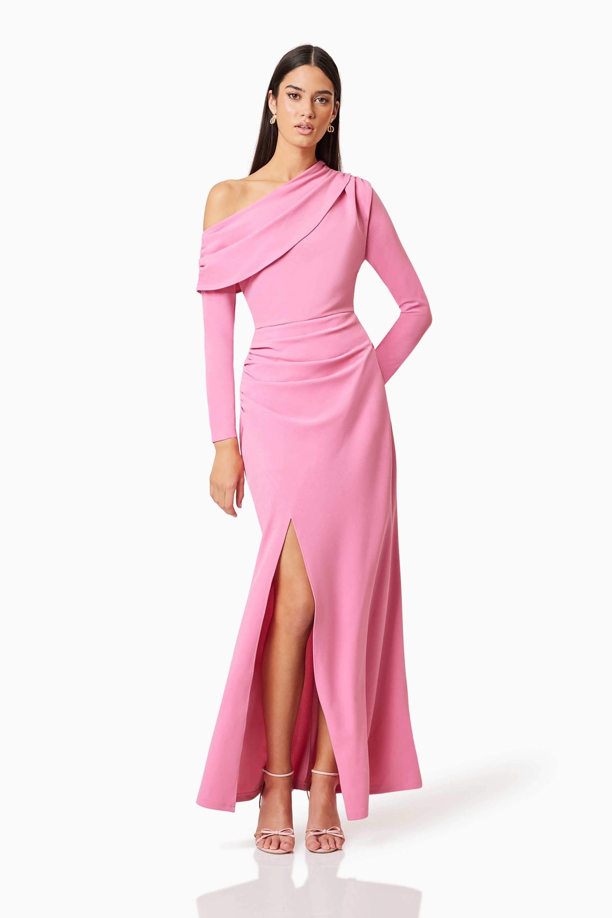 Jamie One Shoulder Gown In Pink