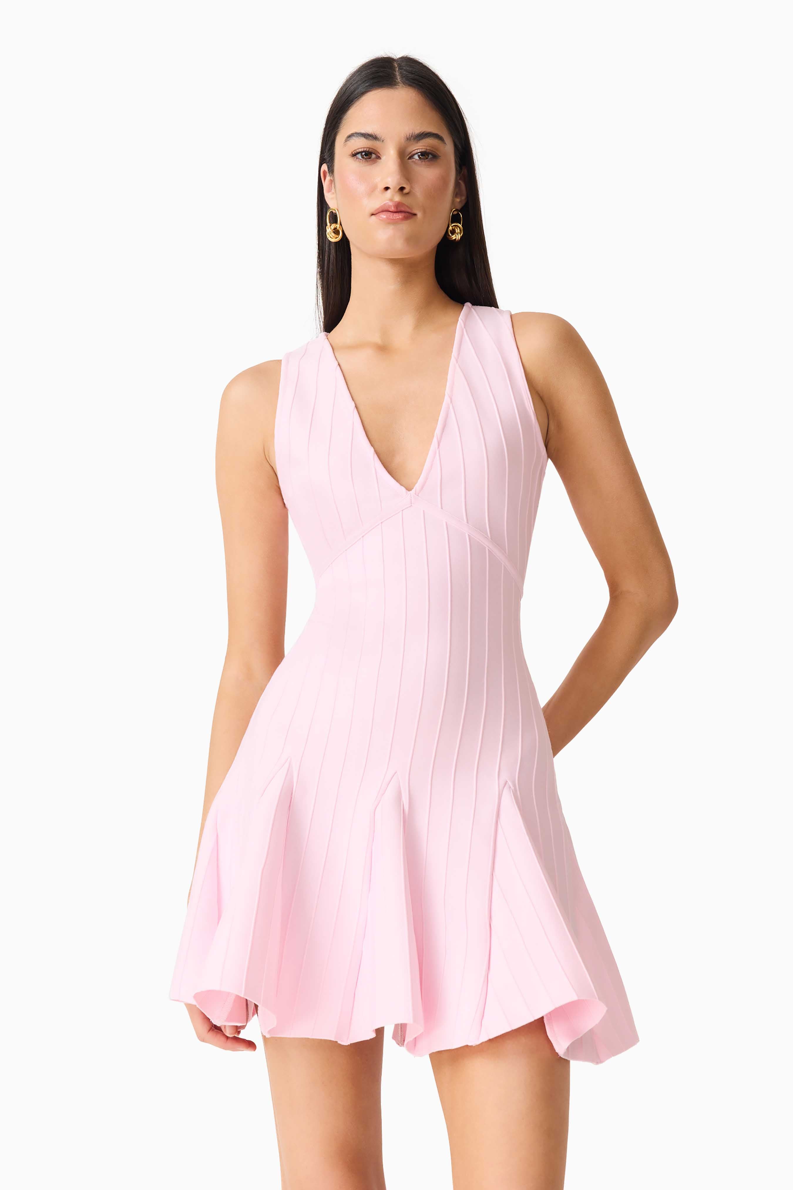 Marla V-Neck Mini Dress in Pink