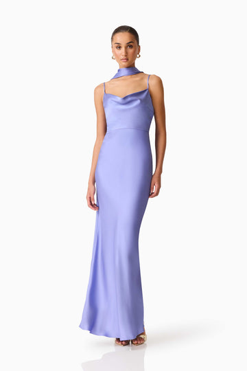 Jacinta Cowl Neck Gown in Blue