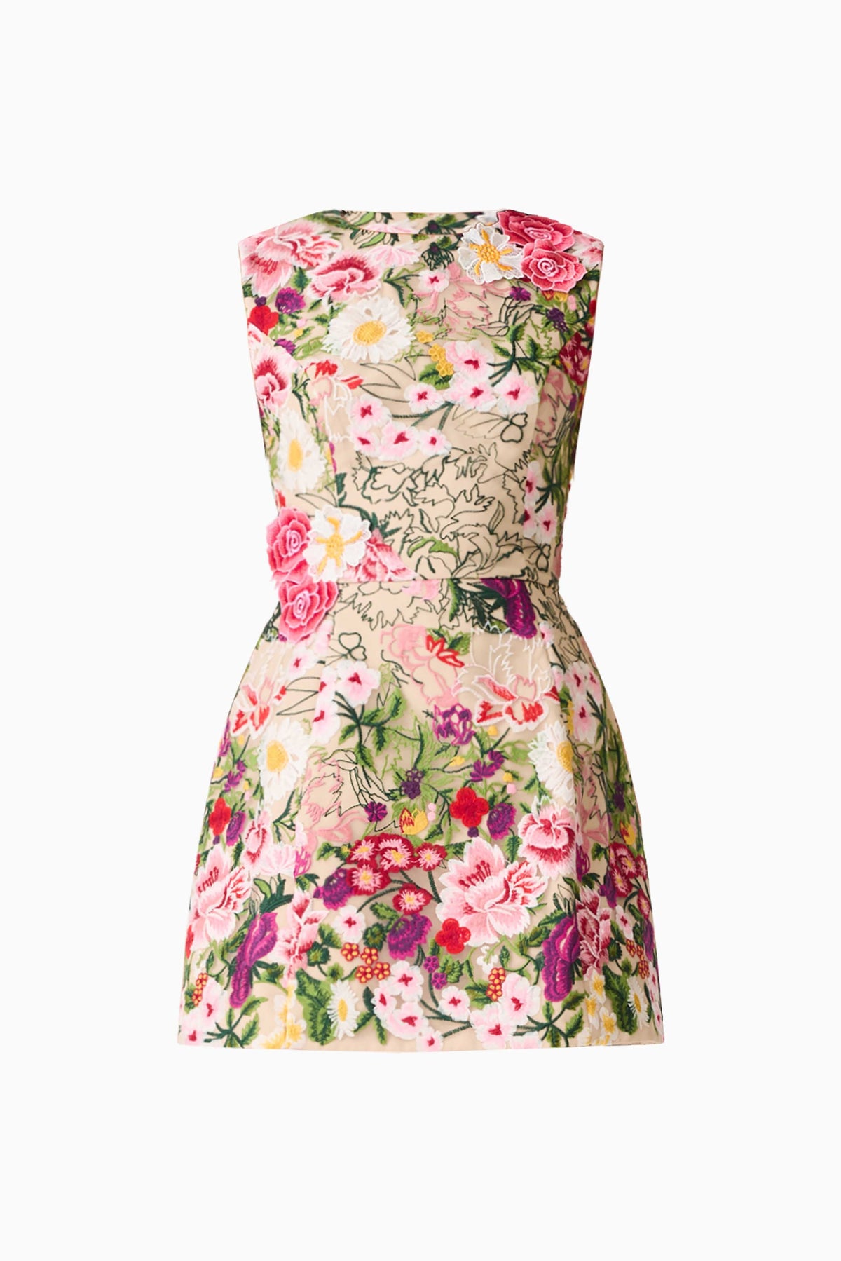 Flora Tulip Mini Dress in Pink & Green Floral